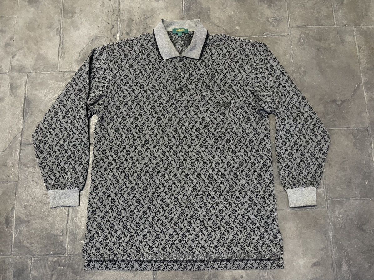 image of Japan Made Kenzo Art Full All Over Print Polo in Grey, Men's (Size Large)