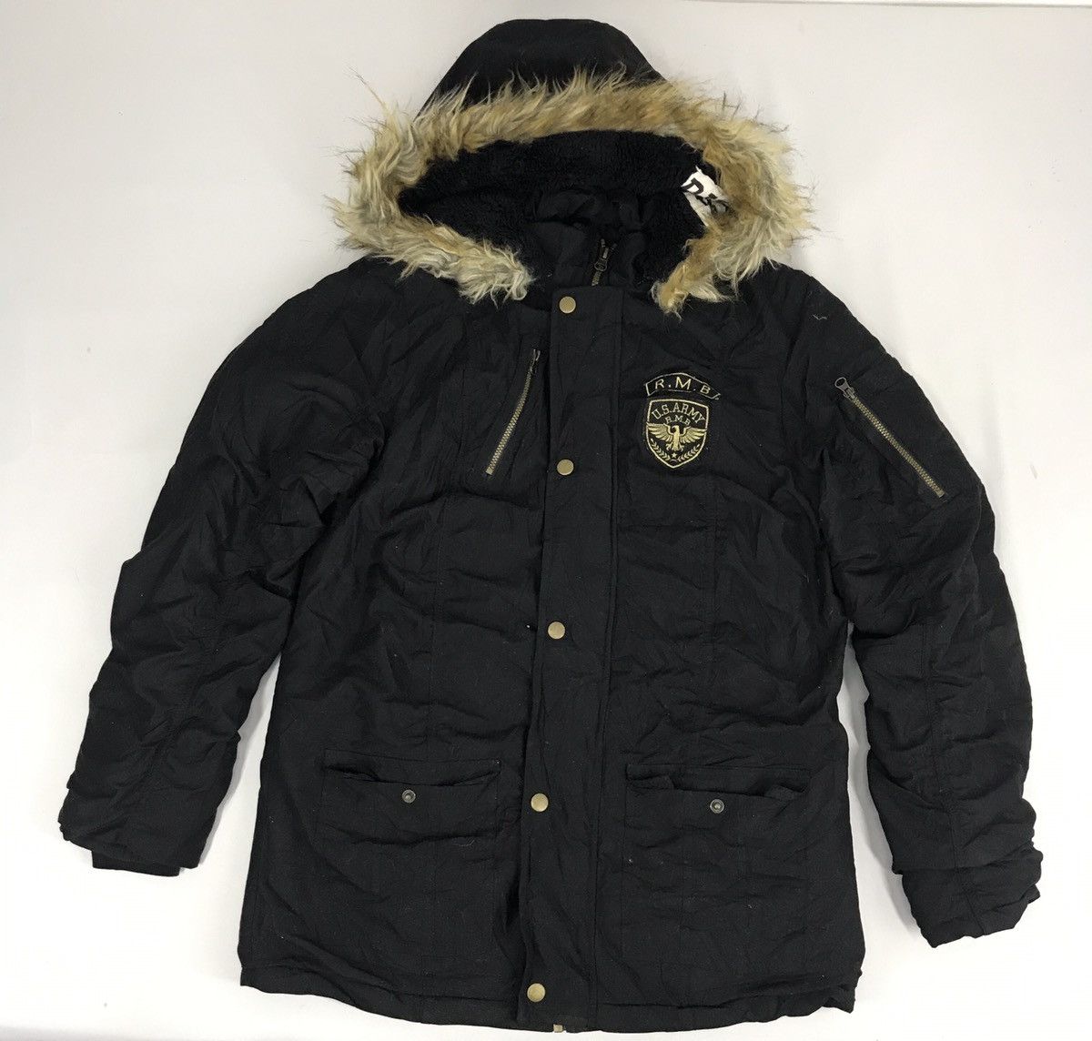 image of Vintage Rich Mix Bone This Year Wool Sherpa Jacket Classic in Black, Men's (Size Small)