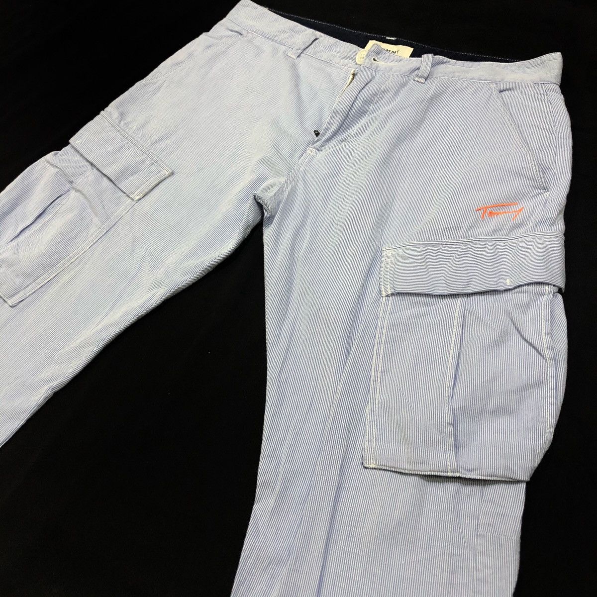 Tommy Jeans Tommy Men’s Light Blue Stripe Cargo Pants Size US 32 / EU 48 - 10 Thumbnail