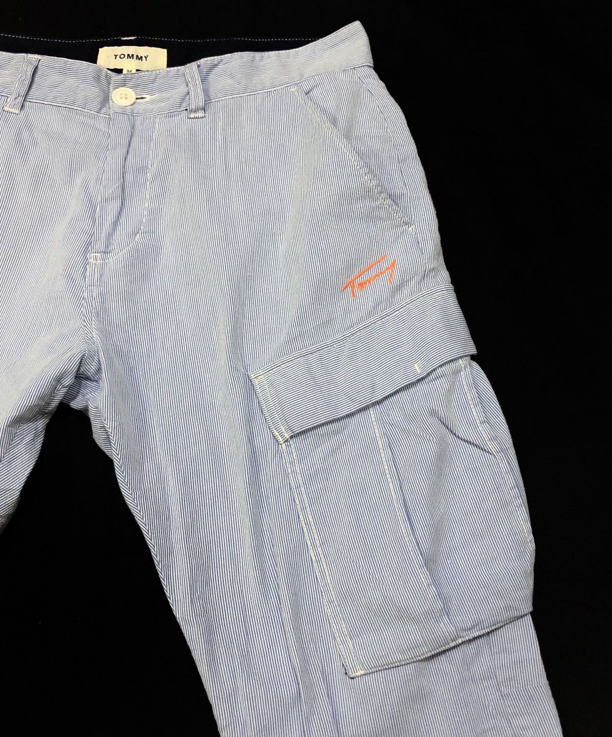 Tommy Jeans Tommy Men’s Light Blue Stripe Cargo Pants Size US 32 / EU 48 - 2 Thumbnail