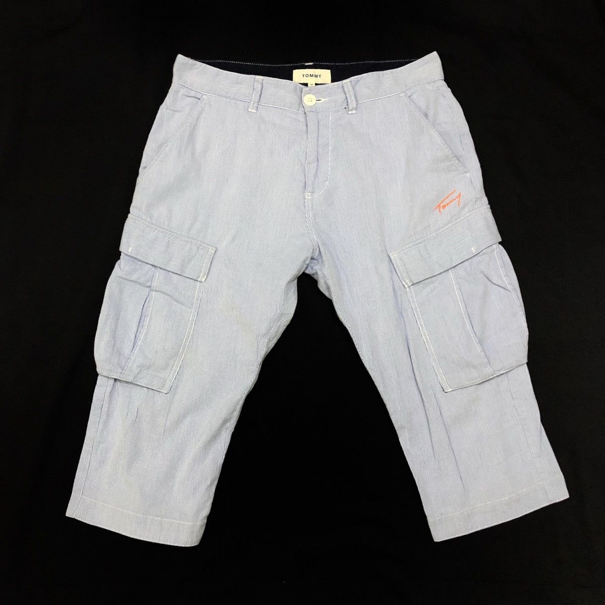 image of Tommy Jeans Tommy Men’S Light Blue Stripe Cargo Pants, Men's (Size 32)