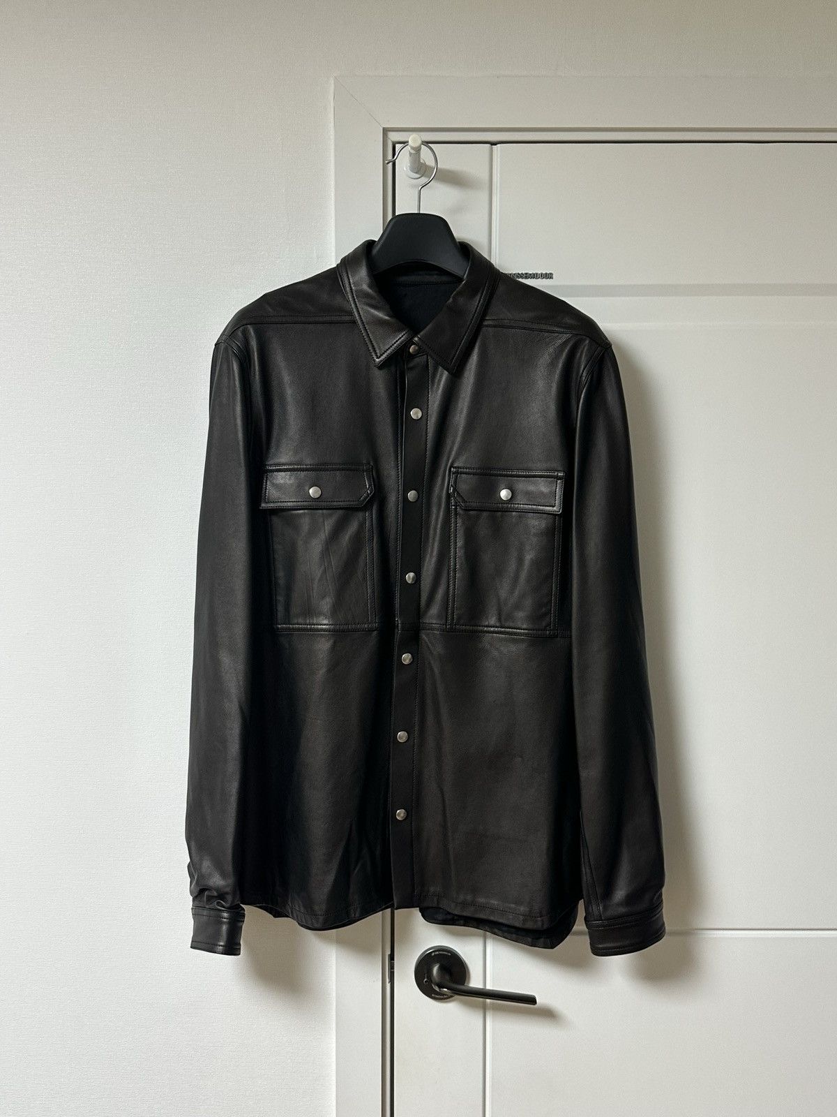 Rick Owens leather outershirt jacket 52 | Grailed