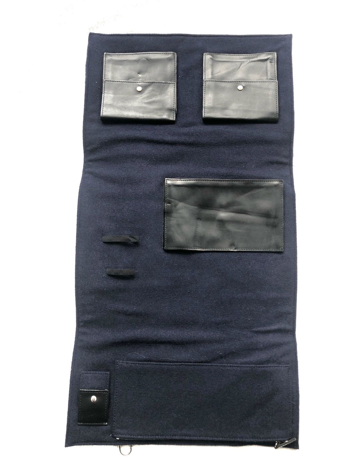 Christian Dior Monsieur Authentic Christian Dior Navy BL Wool & BK Leather Clutch Size ONE SIZE - 3 Thumbnail