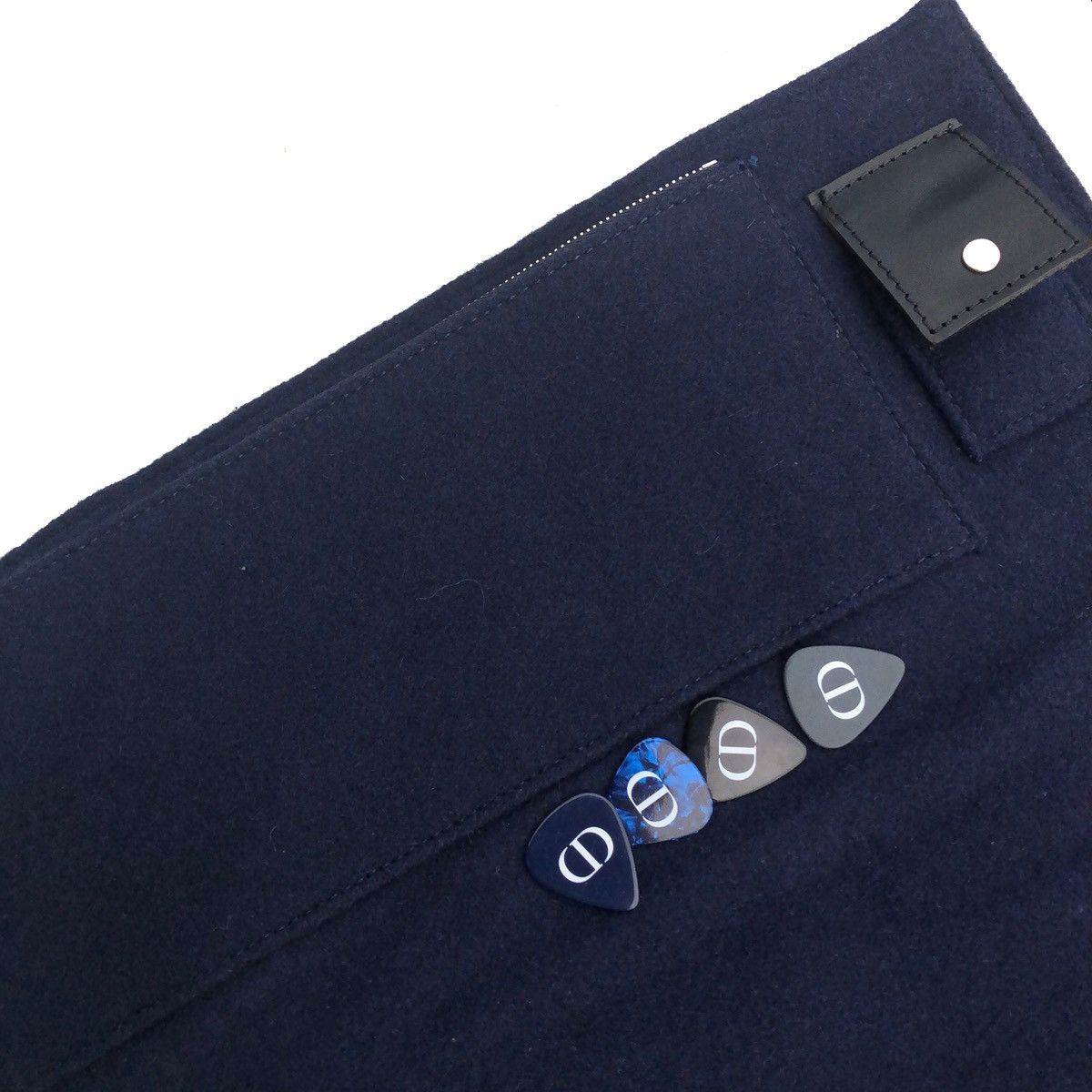 Christian Dior Monsieur Authentic Christian Dior Navy BL Wool & BK Leather Clutch Size ONE SIZE - 6 Thumbnail
