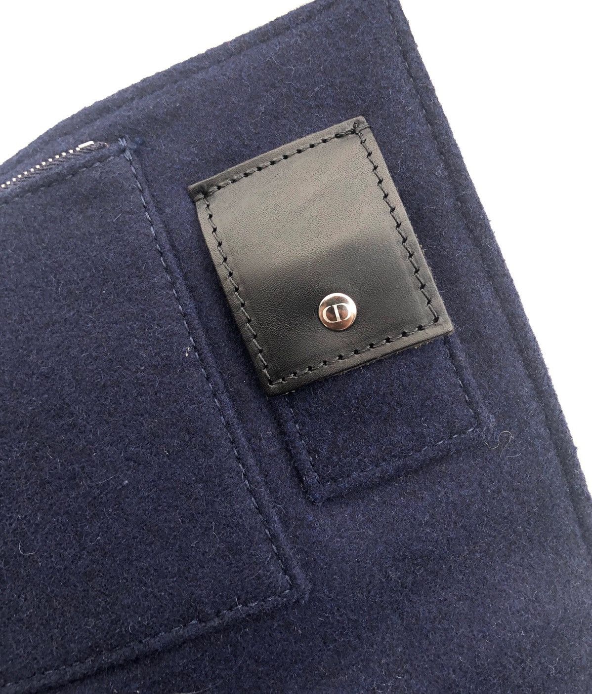 Christian Dior Monsieur Authentic Christian Dior Navy BL Wool & BK Leather Clutch Size ONE SIZE - 8 Thumbnail