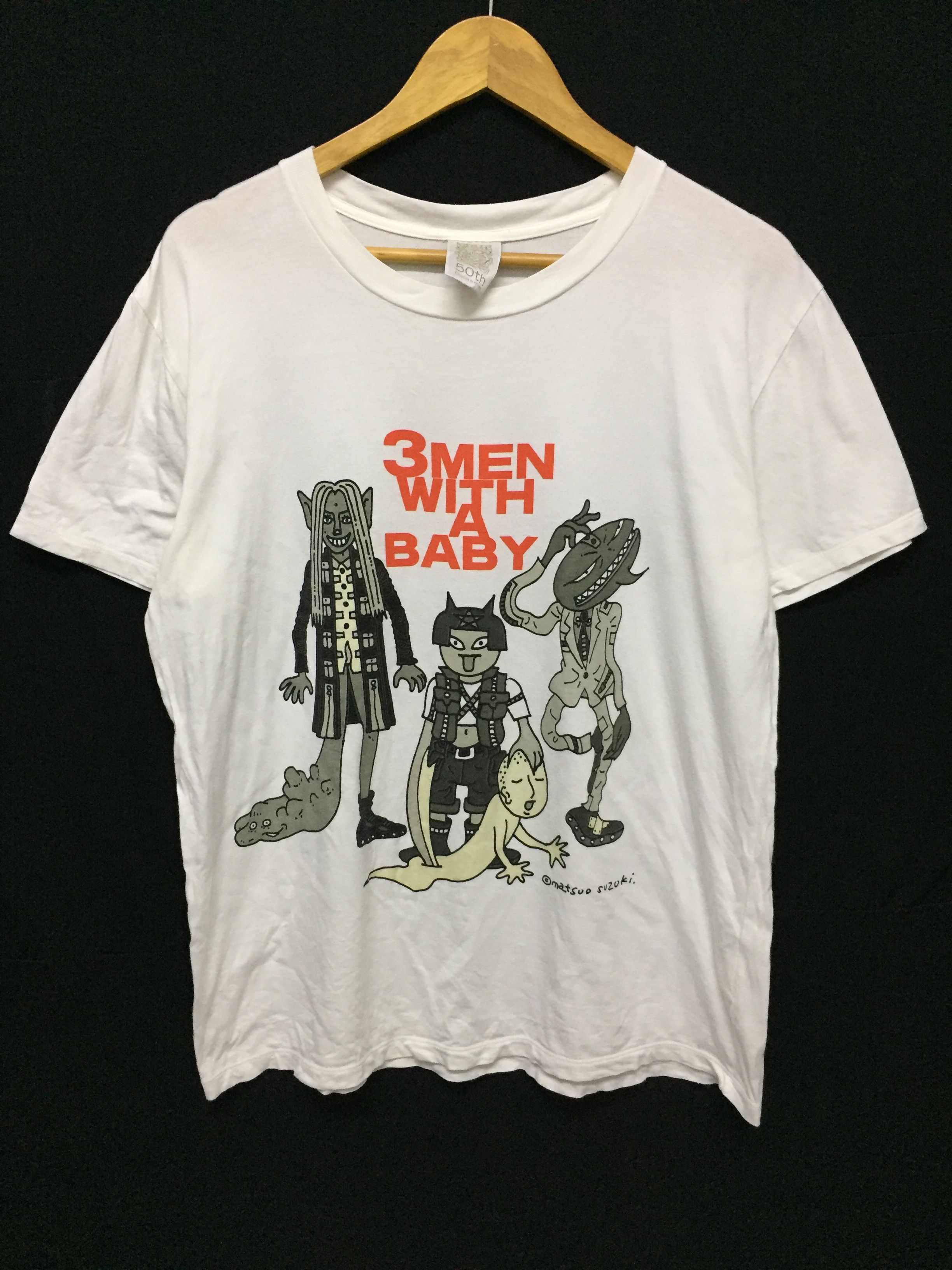 20471120 × Anime × Beauty Beast Vtg Matsuo Suzuki Art monster 3 men with a baby tee Size US M / EU 48-50 / 2 - 3 Thumbnail