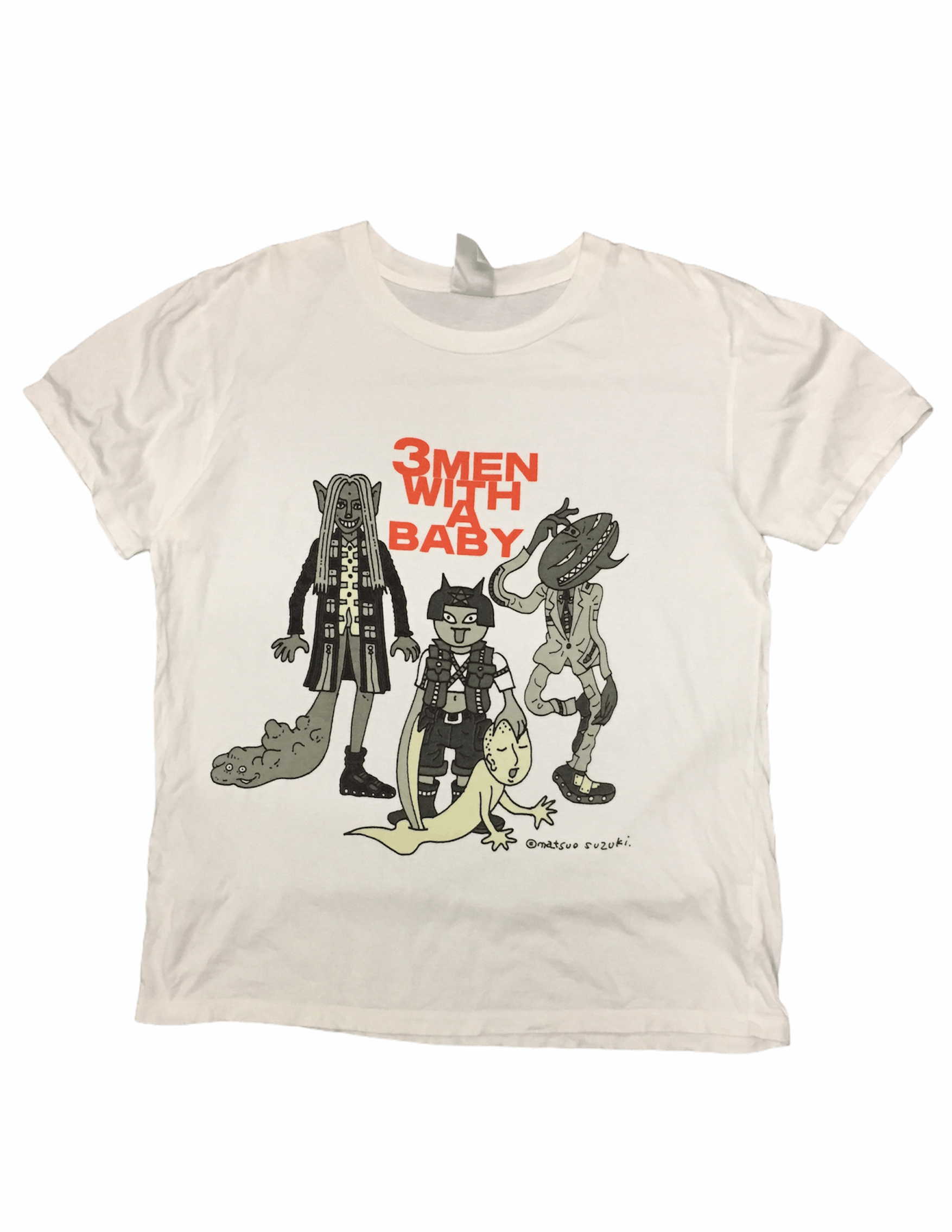20471120 × Anime × Beauty Beast Vtg Matsuo Suzuki Art monster 3 men with a baby tee Size US M / EU 48-50 / 2 - 2 Thumbnail