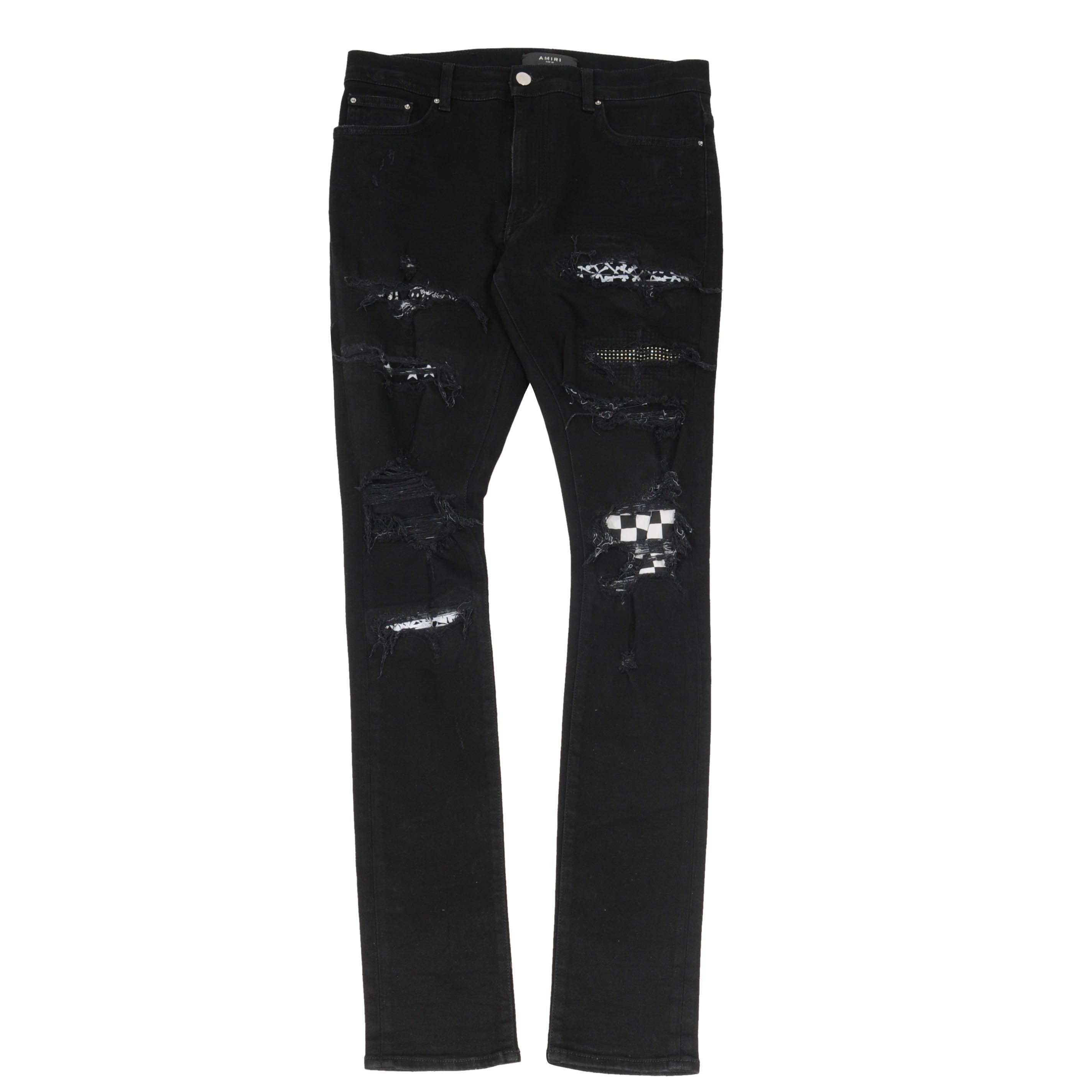 Art Patch Distressed Jeans - 01195