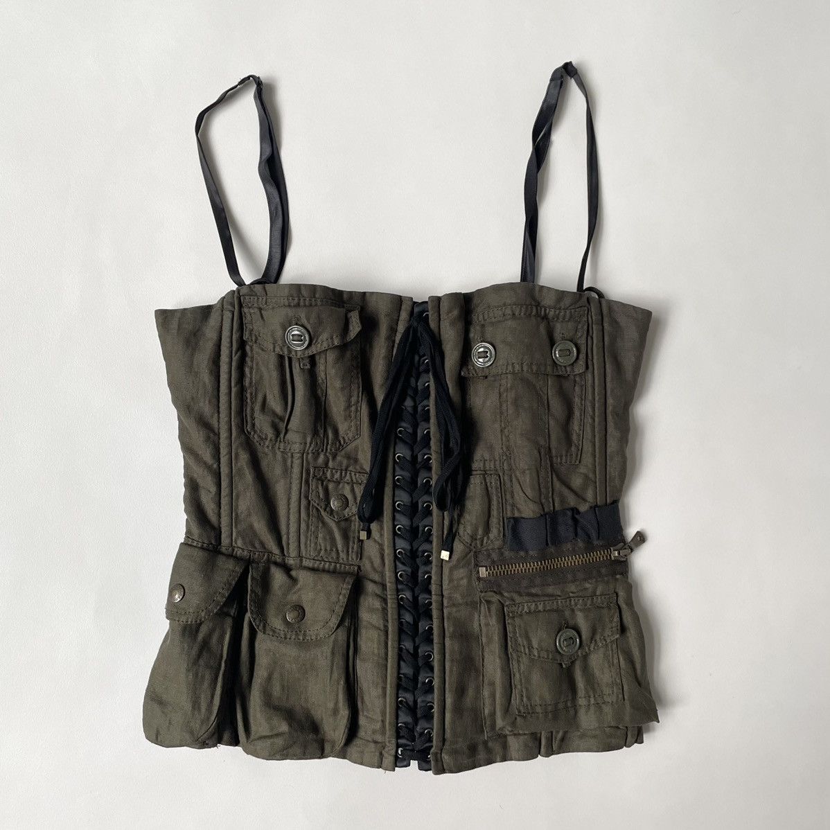 image of Dolce Gabbana S/s 03 Cargo Corset in Military Green, Women's (Size Medium)