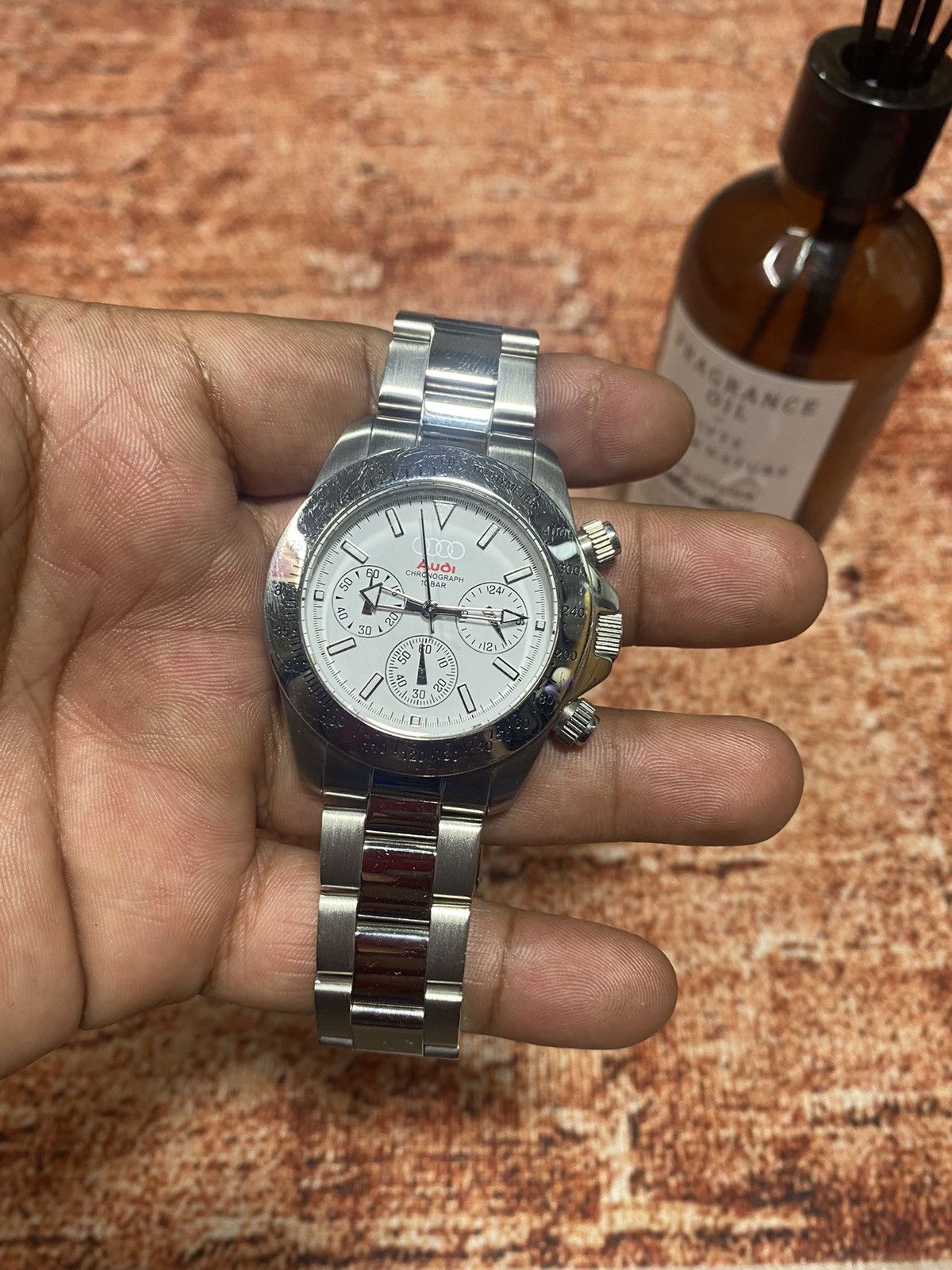 Audi Mens Chronograph Quartz Watch in Silver
