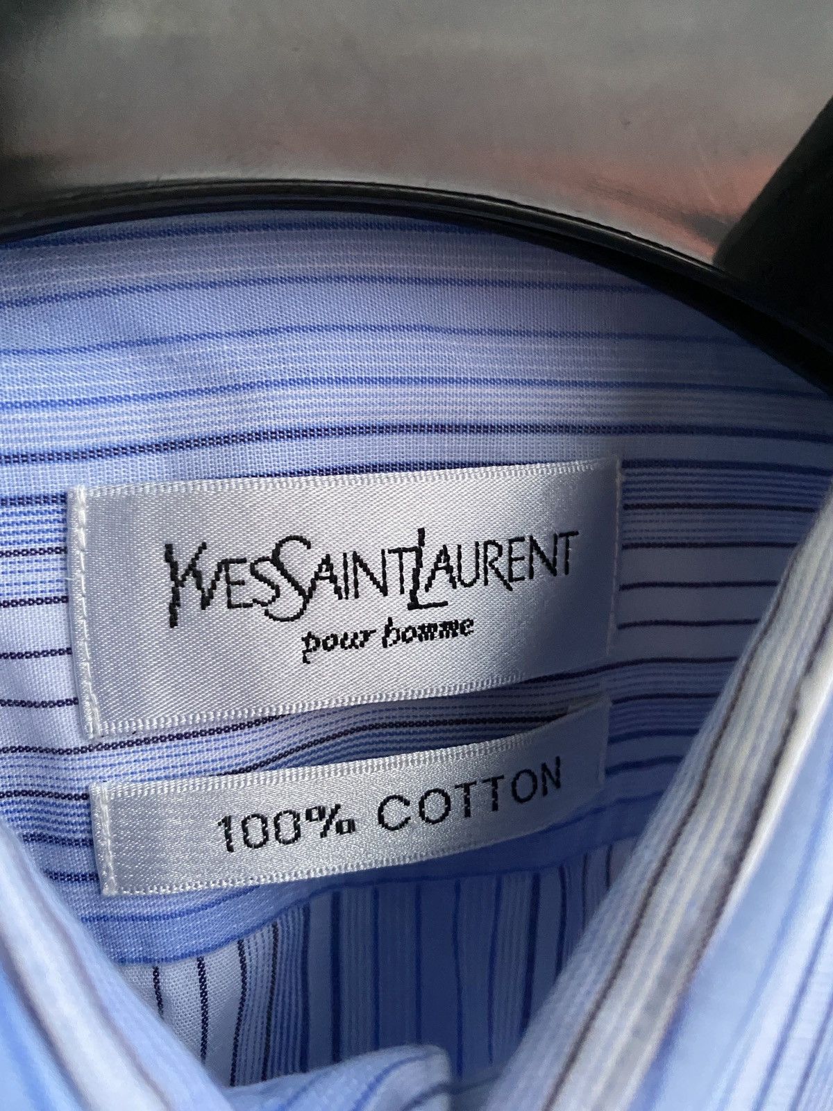 Yves Saint Laurent Blue YSL Shirt Striped Size US M / EU 48-50 / 2 - 6 Thumbnail