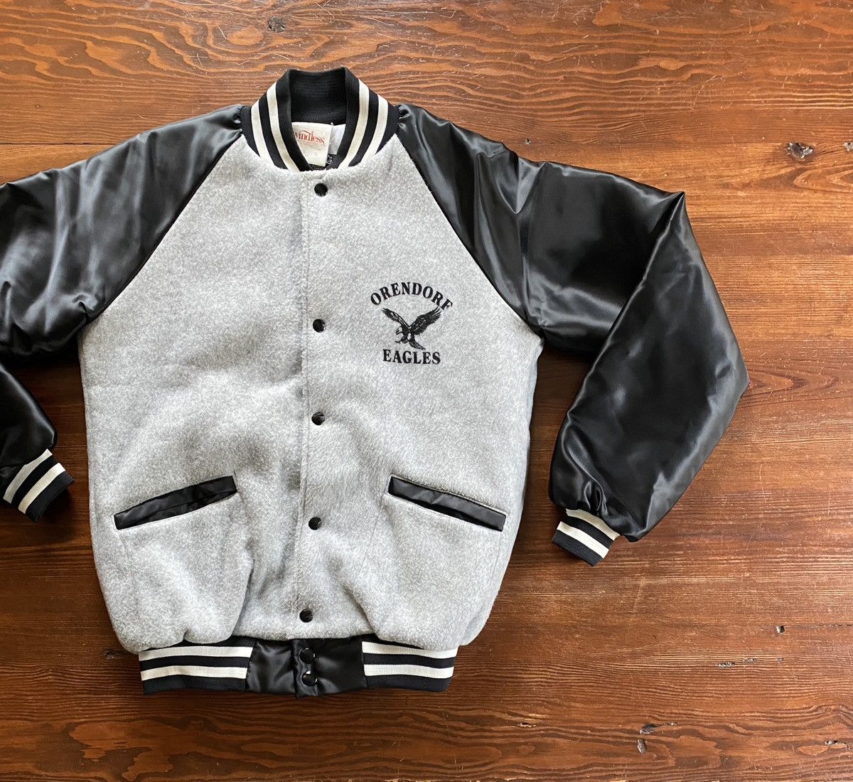 Vintage Vintage 80’s Orendorf Eagles Fleece & Sateen Varsity Jacket Size US S / EU 44-46 / 1 - 1 Thumbnail