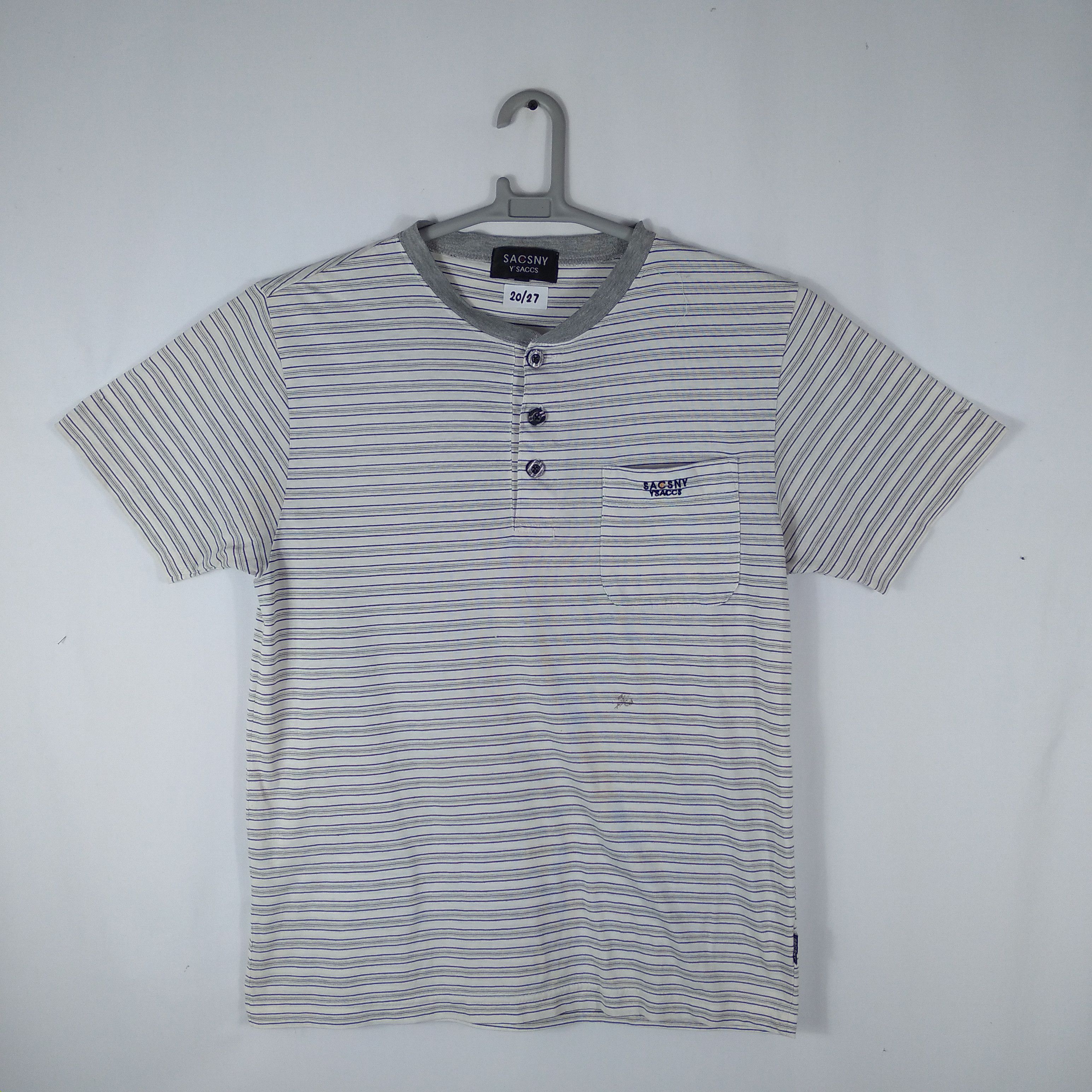 Designer × Vintage × Yohji Yamamoto Vintage Sacsny Y'Saccs Single Pocket Classic Stripes Tee Size US M / EU 48-50 / 2 - 1 Thumbnail