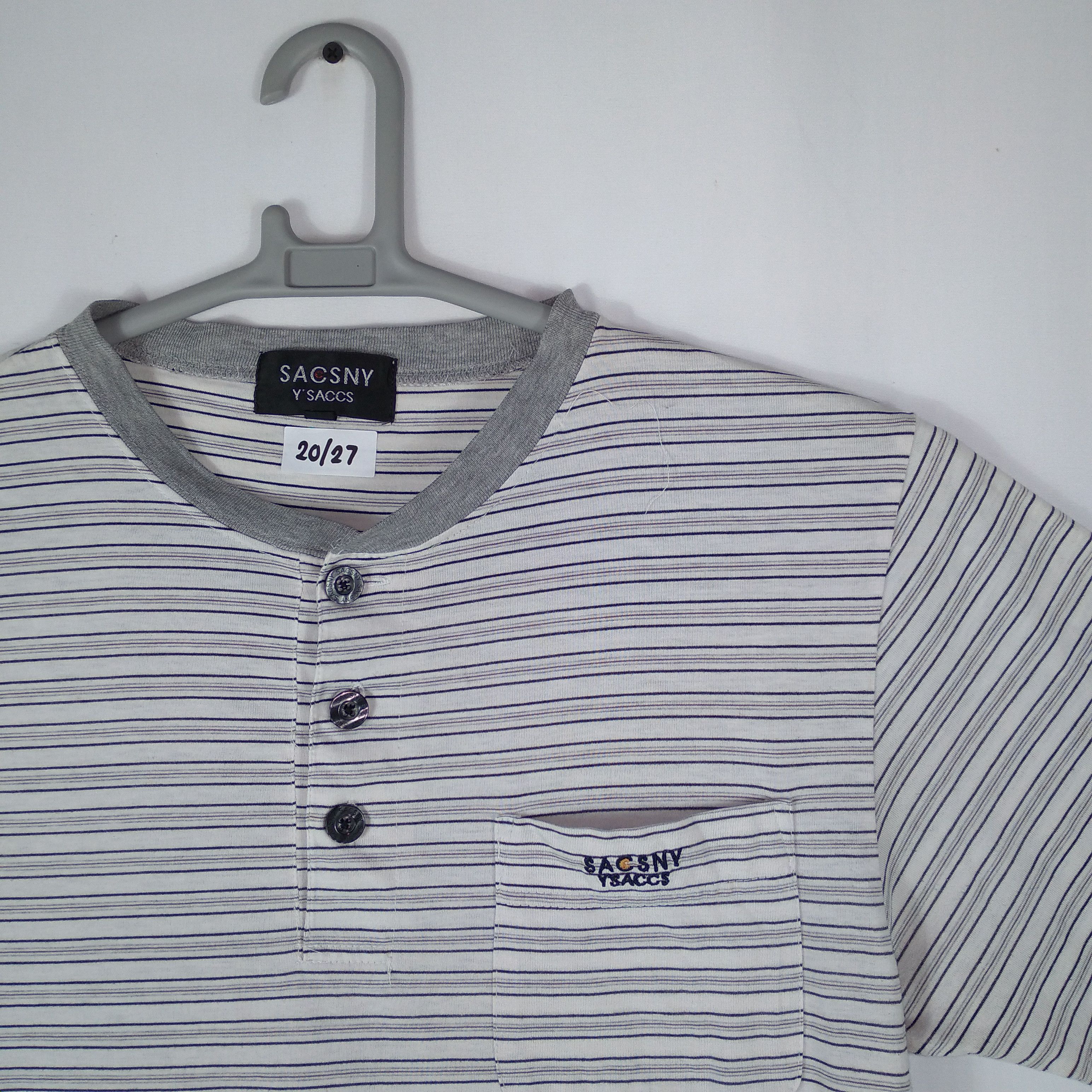 Designer × Vintage × Yohji Yamamoto Vintage Sacsny Y'Saccs Single Pocket Classic Stripes Tee Size US M / EU 48-50 / 2 - 2 Thumbnail