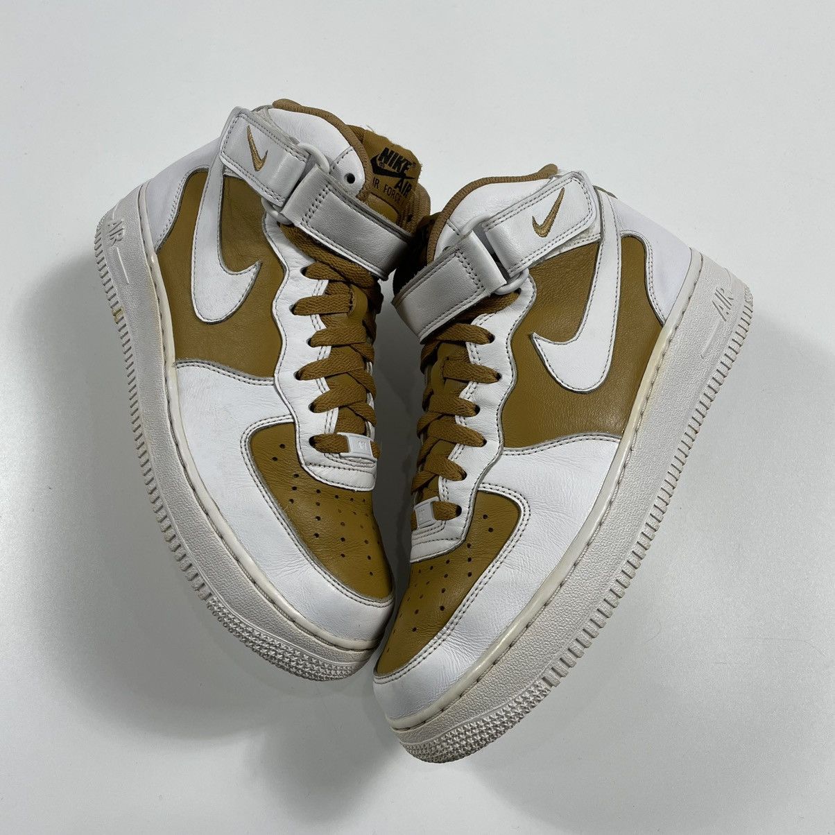 Nike 2017 Nike Air Force 1 Mid ID White Brown Size US 7 / EU 40 - 1 Thumbnail