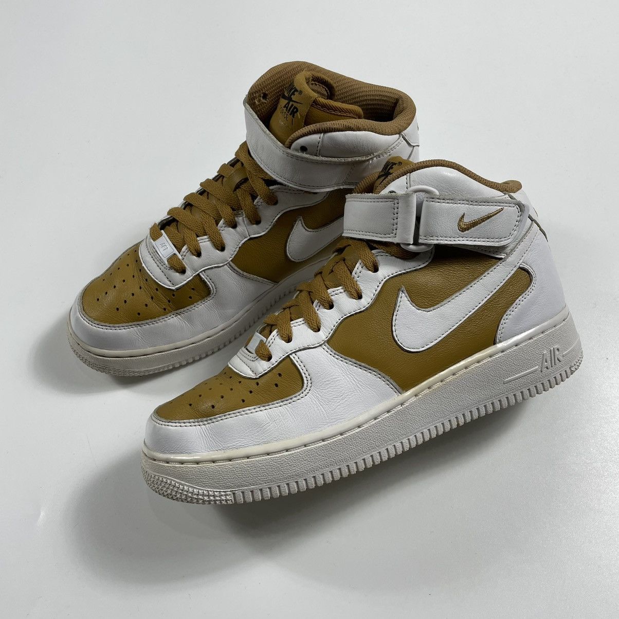 Nike 2017 Nike Air Force 1 Mid ID White Brown Size US 7 / EU 40 - 3 Thumbnail