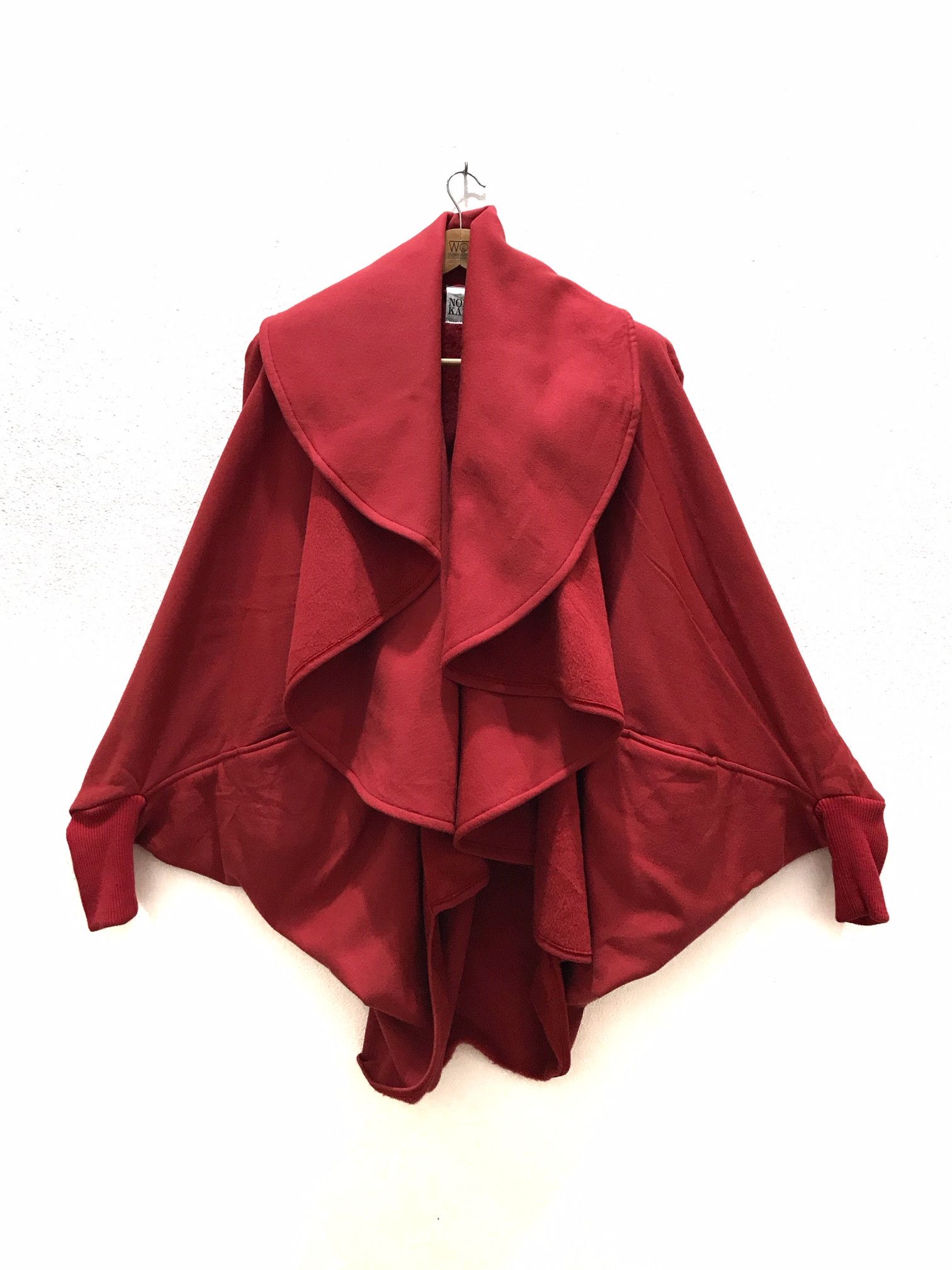 Japanese Brand Vintage Norma Kamali Asymmetrical Batwing Cardigan Coat Size US L / EU 52-54 / 3 - 1 Thumbnail