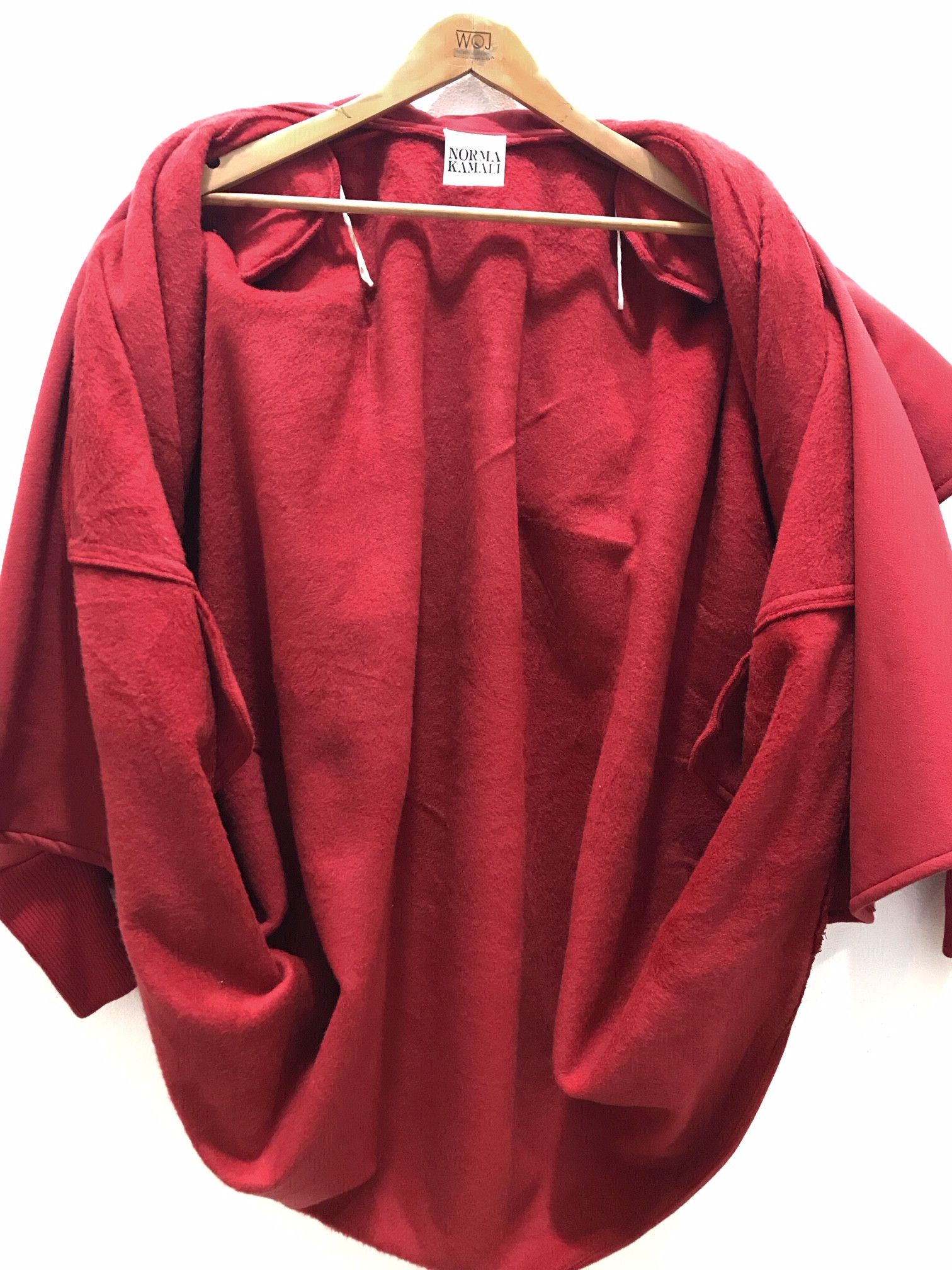 Japanese Brand Vintage Norma Kamali Asymmetrical Batwing Cardigan Coat Size US L / EU 52-54 / 3 - 3 Thumbnail