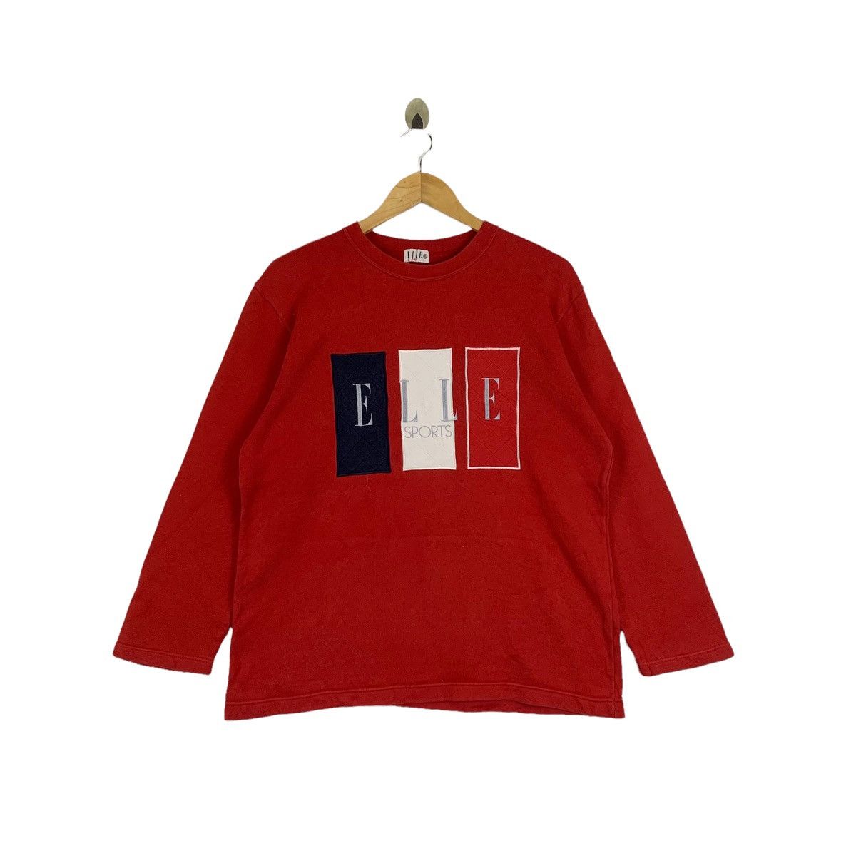 image of Vintage Elle Sports Big Logo Crewneck Long Sleeve T-Shirt in Red, Women's (Size Large)