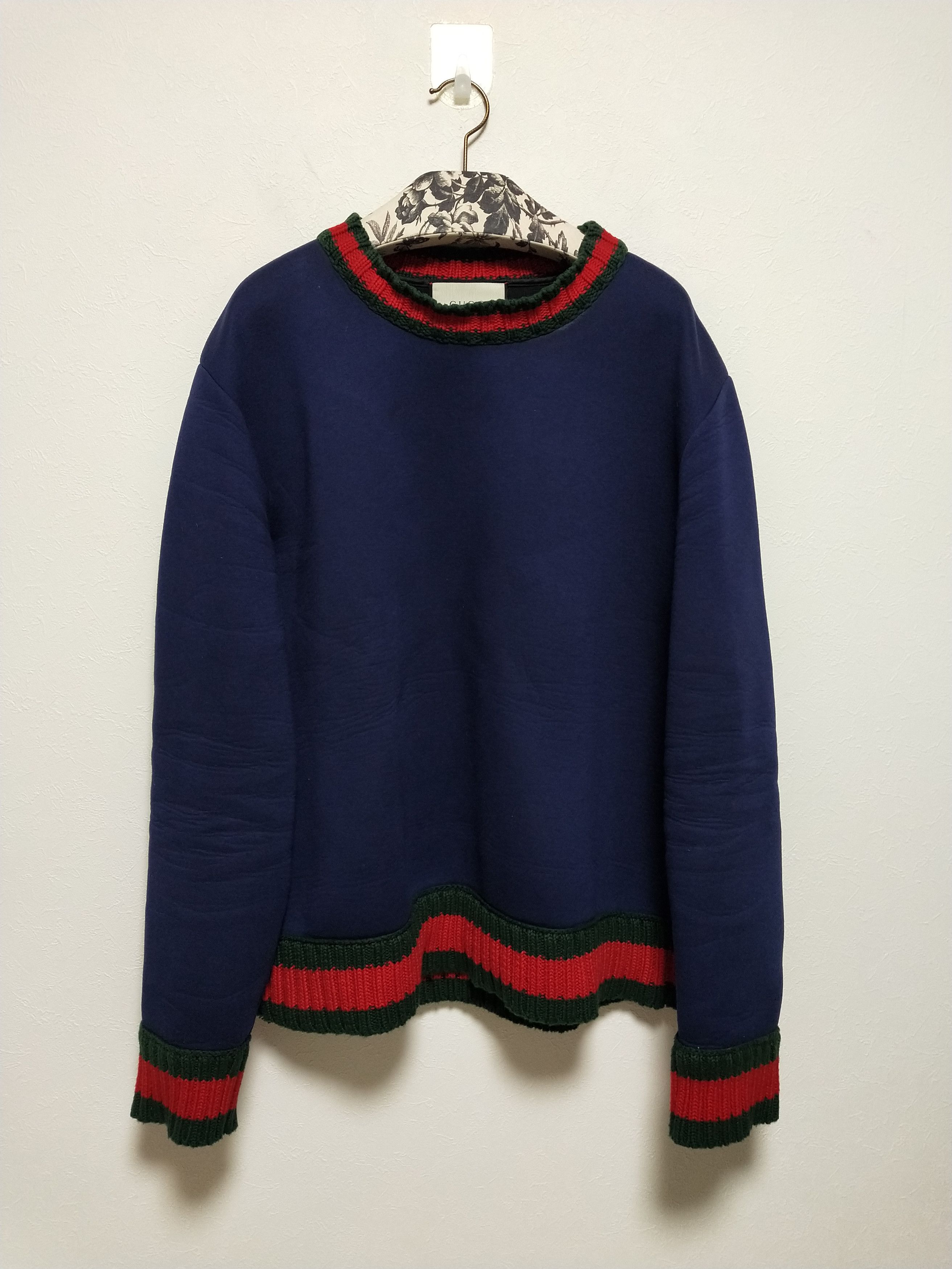 image of Gucci Neoprene Web Sweatshirt in Navy, Men's (Size XL)