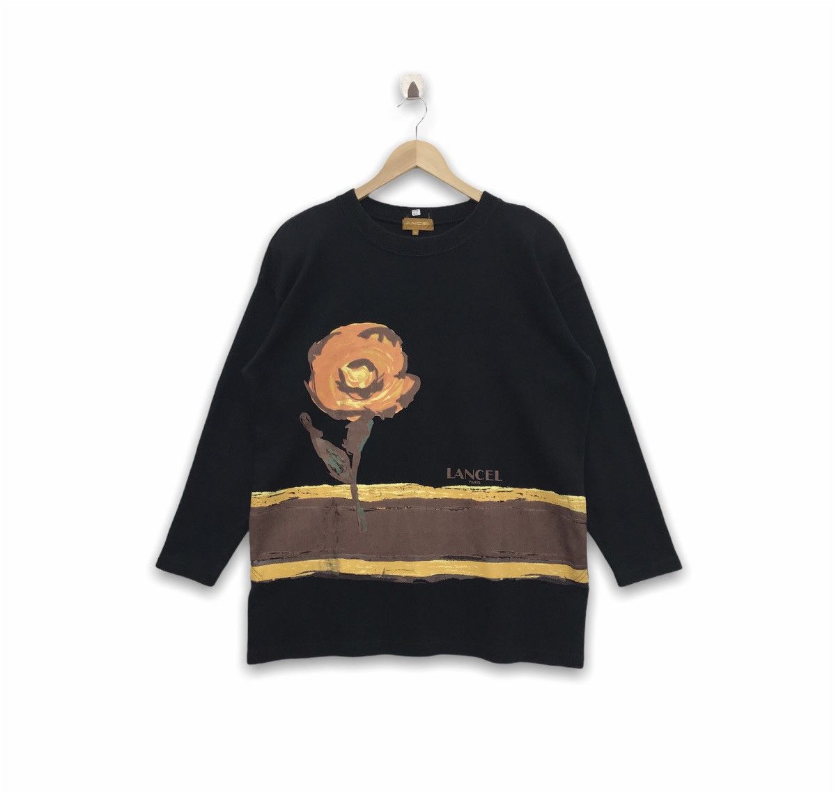 image of Lancel Paris Long Sleeve Tee in Black, Men's (Size Medium)