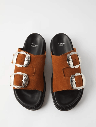 Toga Toga Virilis Double Buckle Suede Sandals Brown Size 46 | Grailed