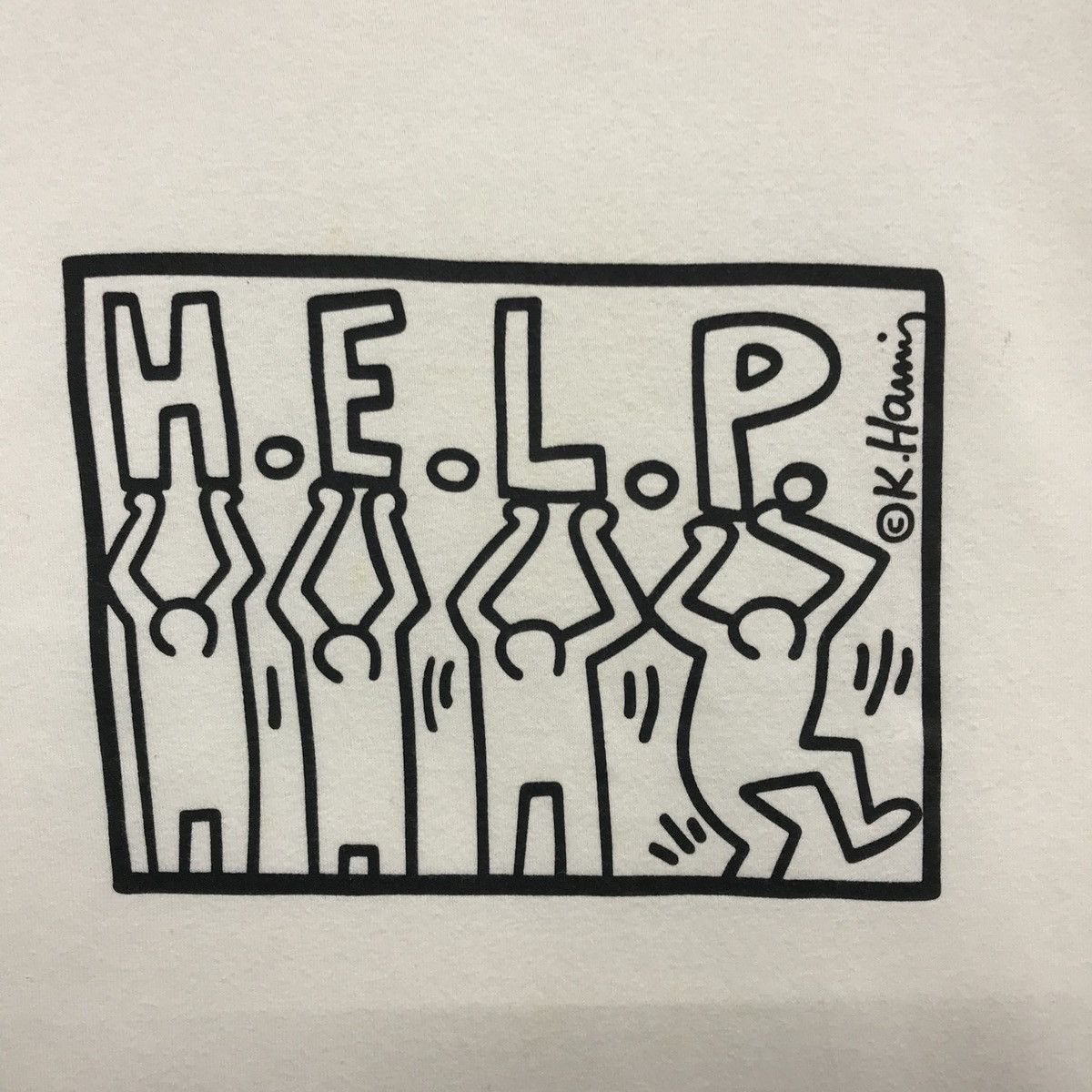 Keith Haring × Vintage Vintage KEITH HARING HELP Pop Art Designer Size US L / EU 52-54 / 3 - 3 Thumbnail