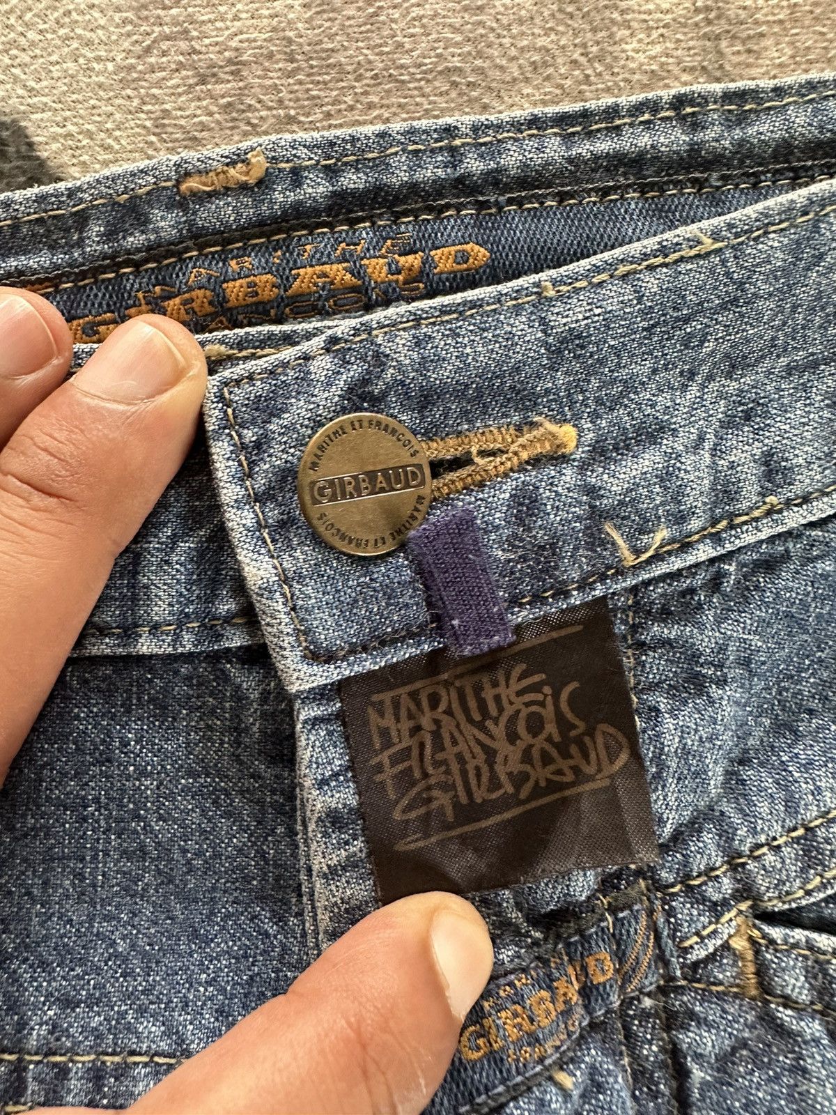 Marithe + Francois Girbaud 1980s Marithe Francois Girbaud Antique X indigo blue jeans Size US 34 / EU 50 - 6 Thumbnail