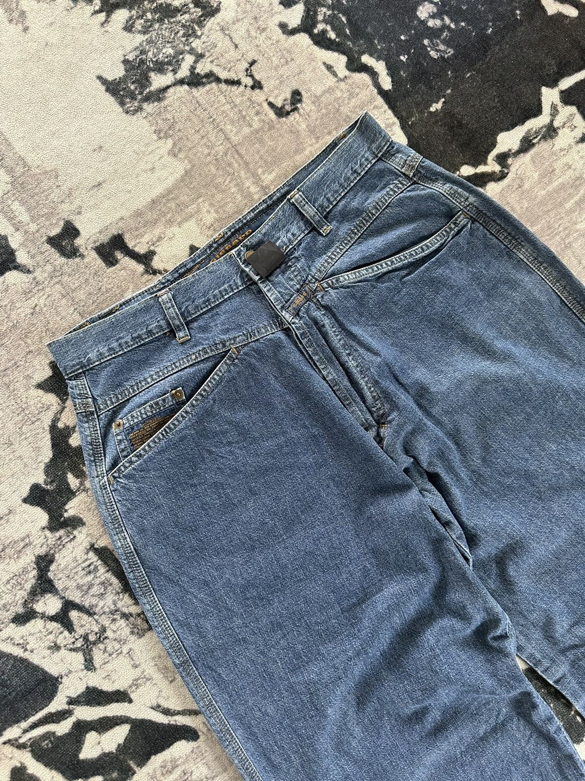 Marithe + Francois Girbaud 1980s Marithe Francois Girbaud Antique X indigo blue jeans Size US 34 / EU 50 - 2 Thumbnail