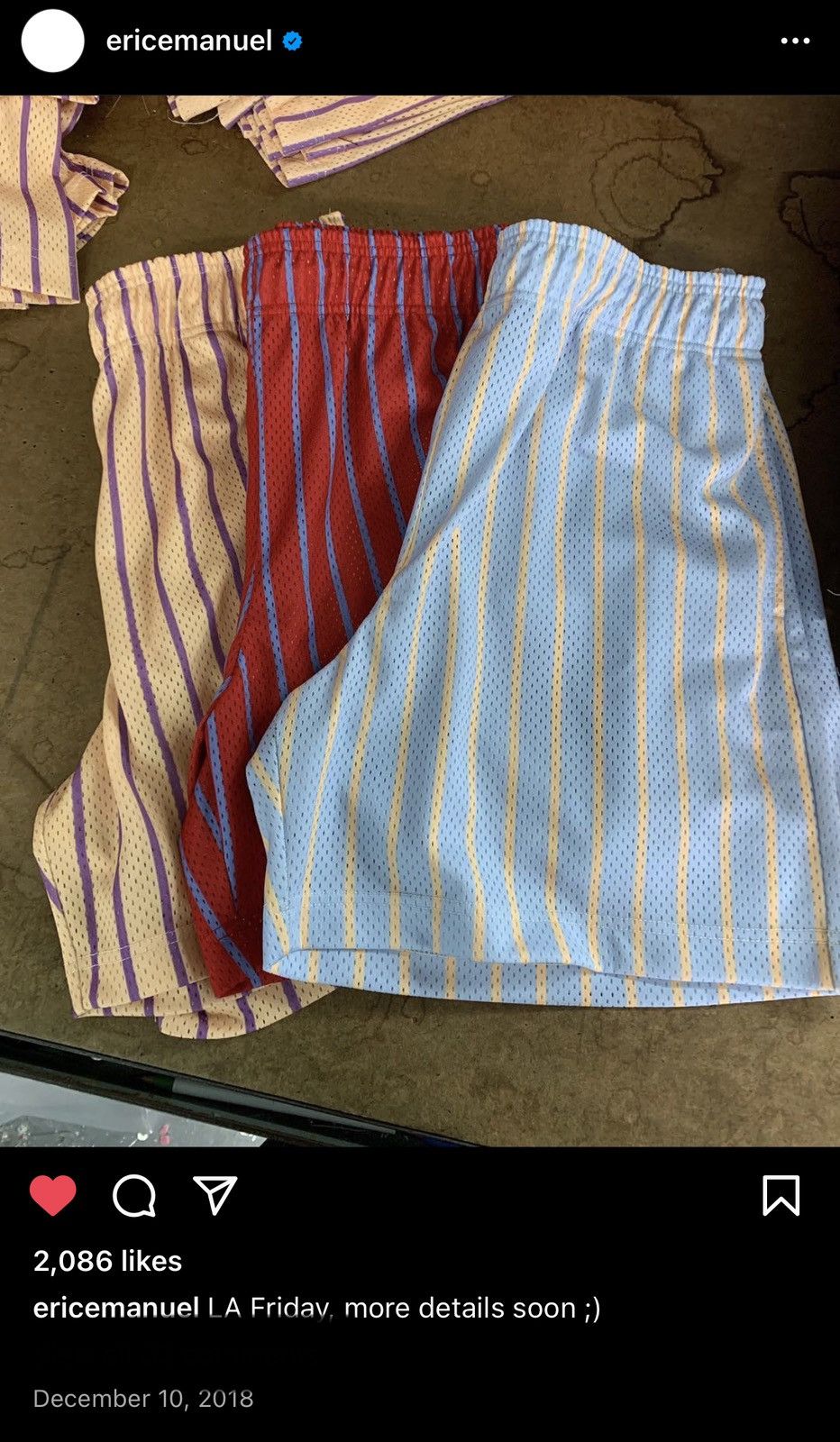 Eric Emanuel RARE 2018 Eric Emanuel Lakers Striped Shorts Large Size US 34 / EU 50 - 6 Thumbnail