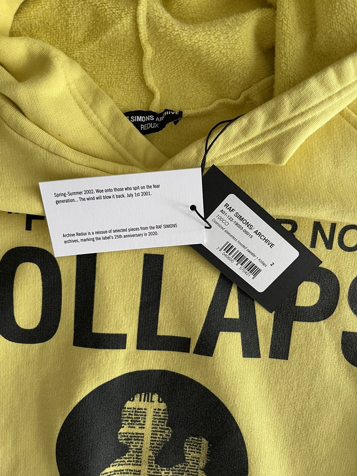 Raf Simons Redux Yellow 'Kollaps' Hoodie Size US L / EU 52-54 / 3 - 6 Thumbnail