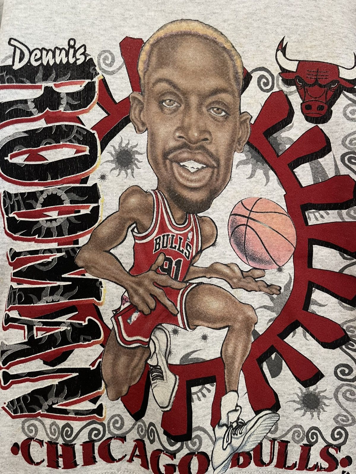 NBA 90s Chicago bulls Dennis Rodman Bad Ass Jc8 Size US M / EU 48-50 / 2 - 2 Thumbnail