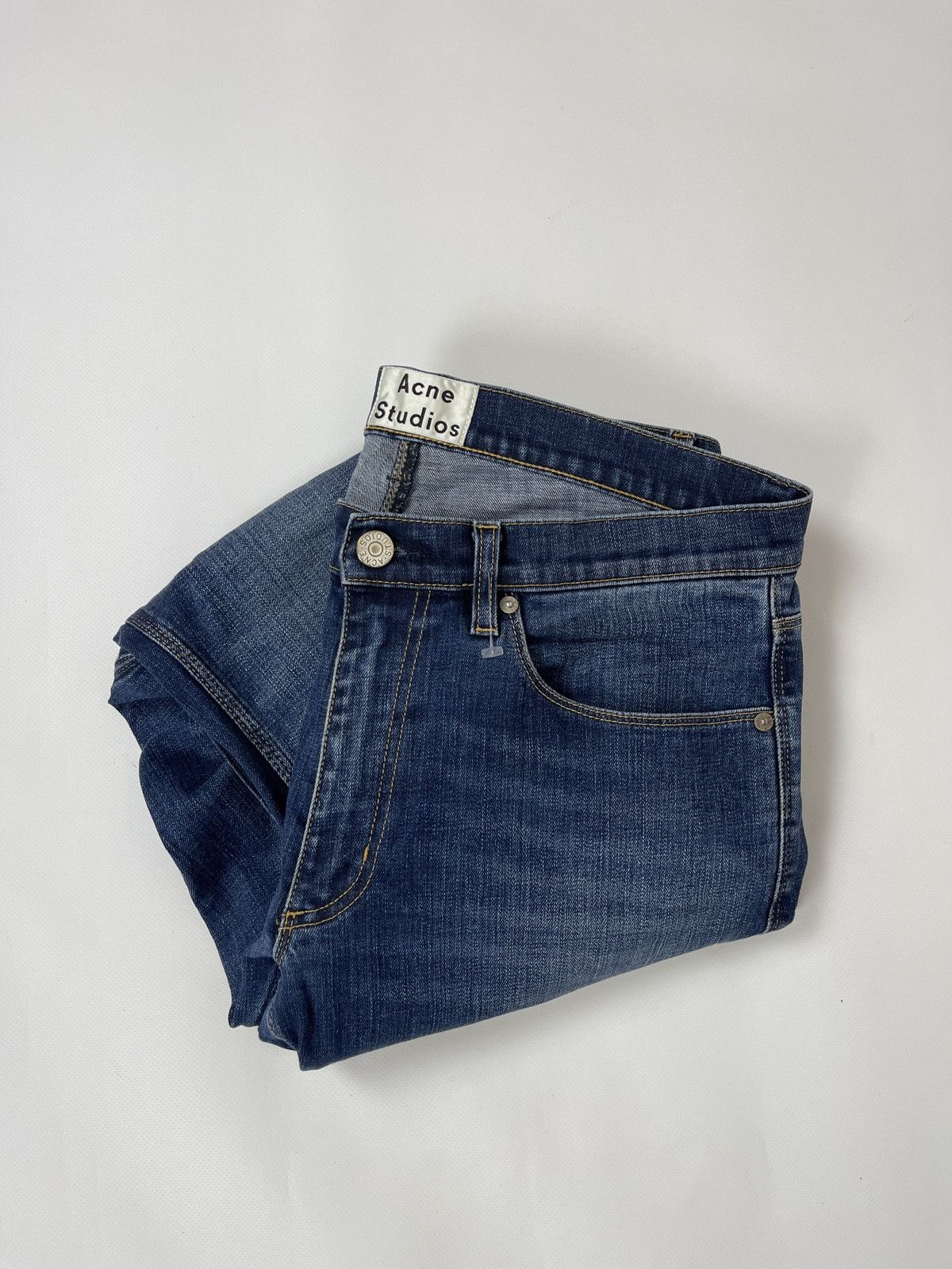 Acne Studios max prince blue faded slim fit denim jeans
