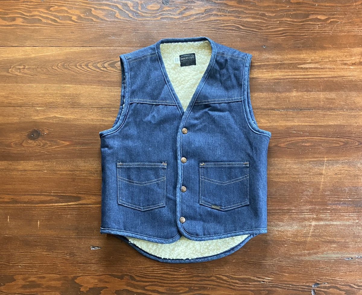 Sears Vintage 70’s Sears Denim Deep Pile Fleece Lined Vest Size US S / EU 44-46 / 1 - 1 Thumbnail