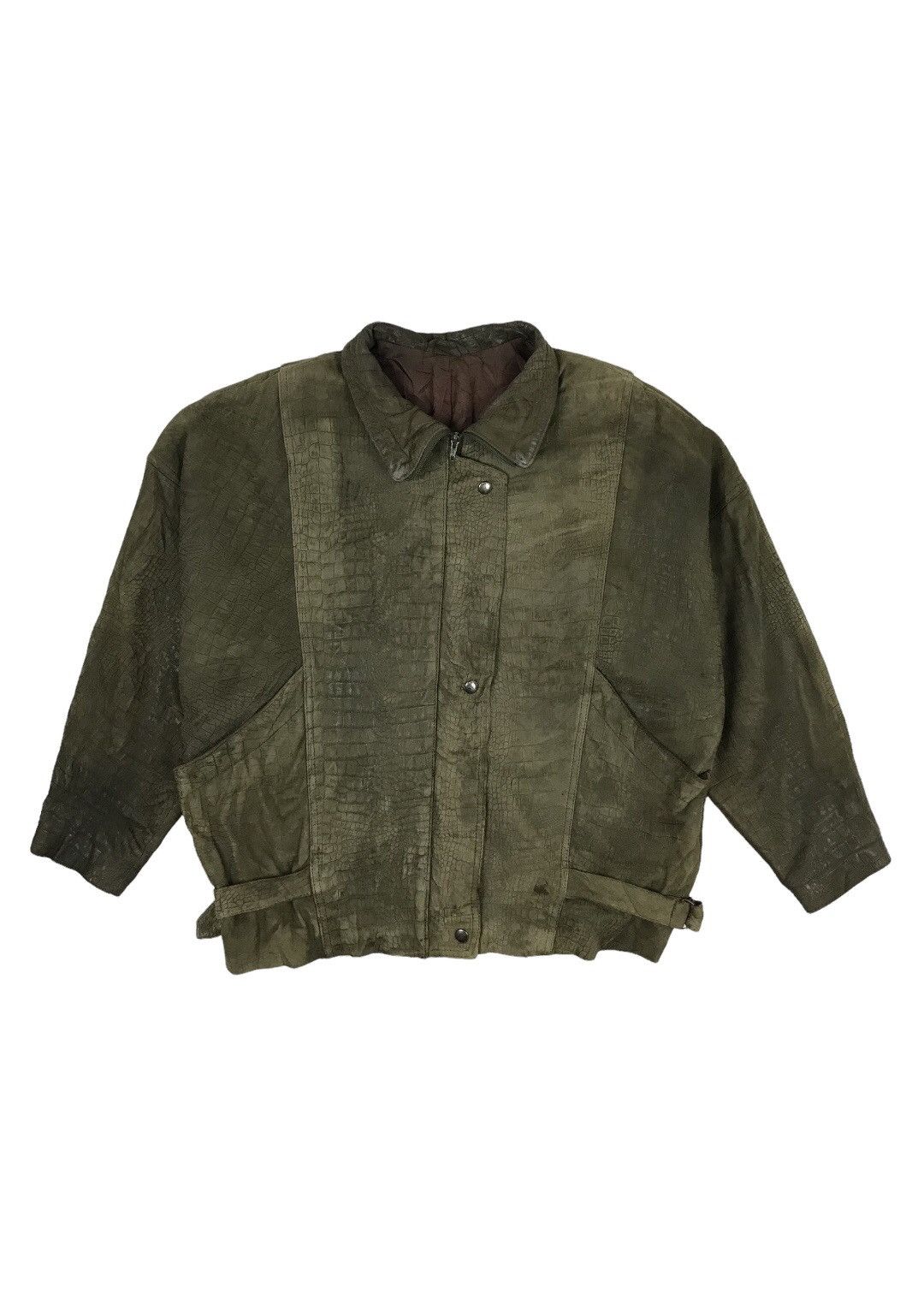 image of Alligator Leather Jacket in Olive, Men's (Size Medium)