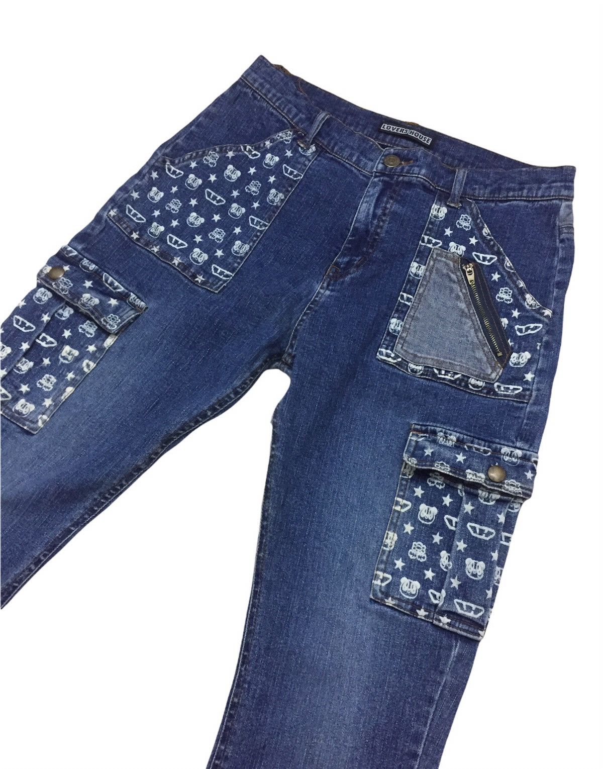 Other Super Lover Denim Cargo Flare Pants Size 29" - 3 Thumbnail