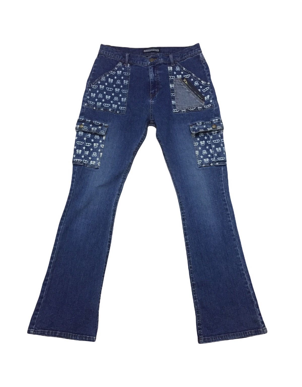 Other Super Lover Denim Cargo Flare Pants Size 29" - 1 Thumbnail