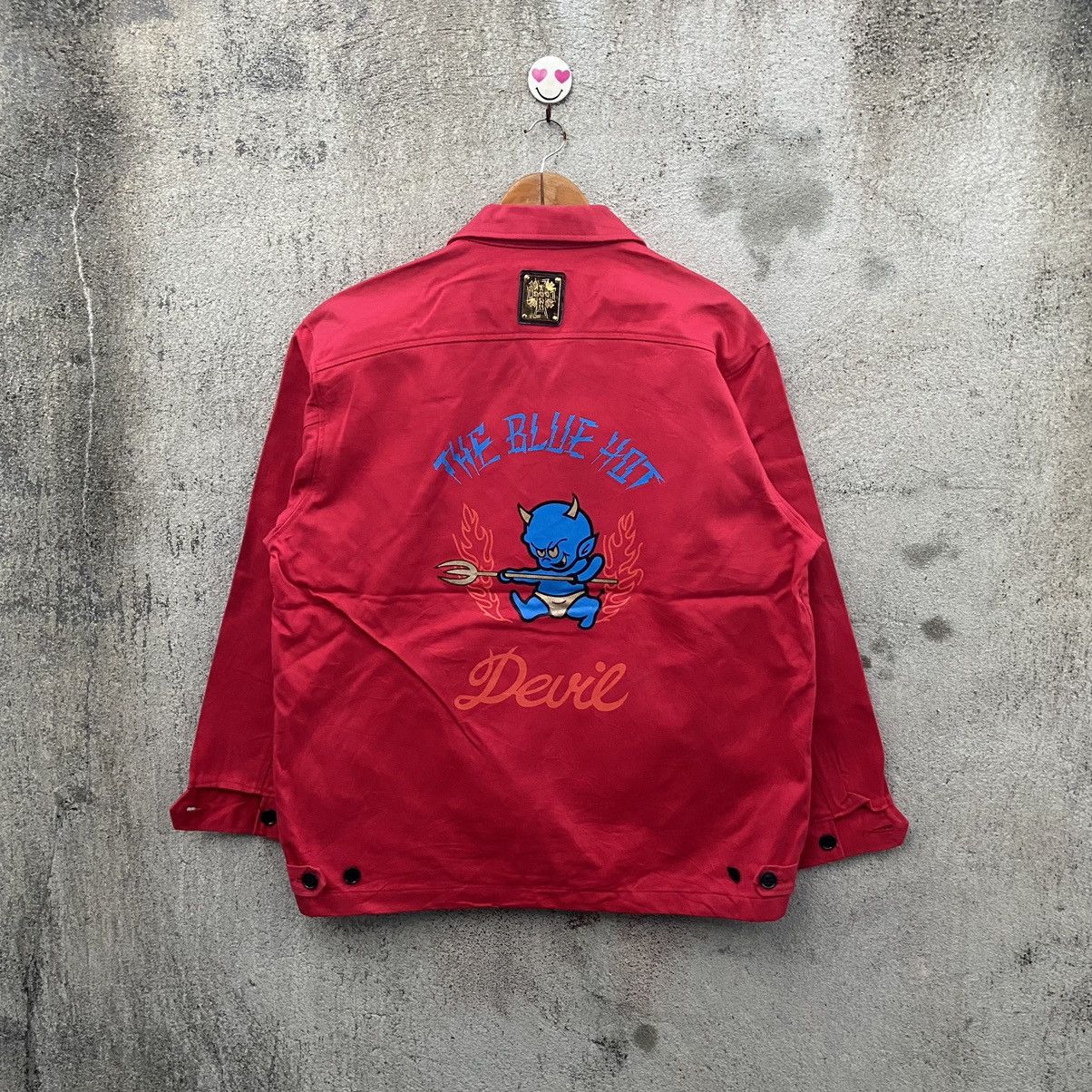 image of 90's Dogtown The Blue Hot Devil Denim Jacket in Red, Men's (Size Large)