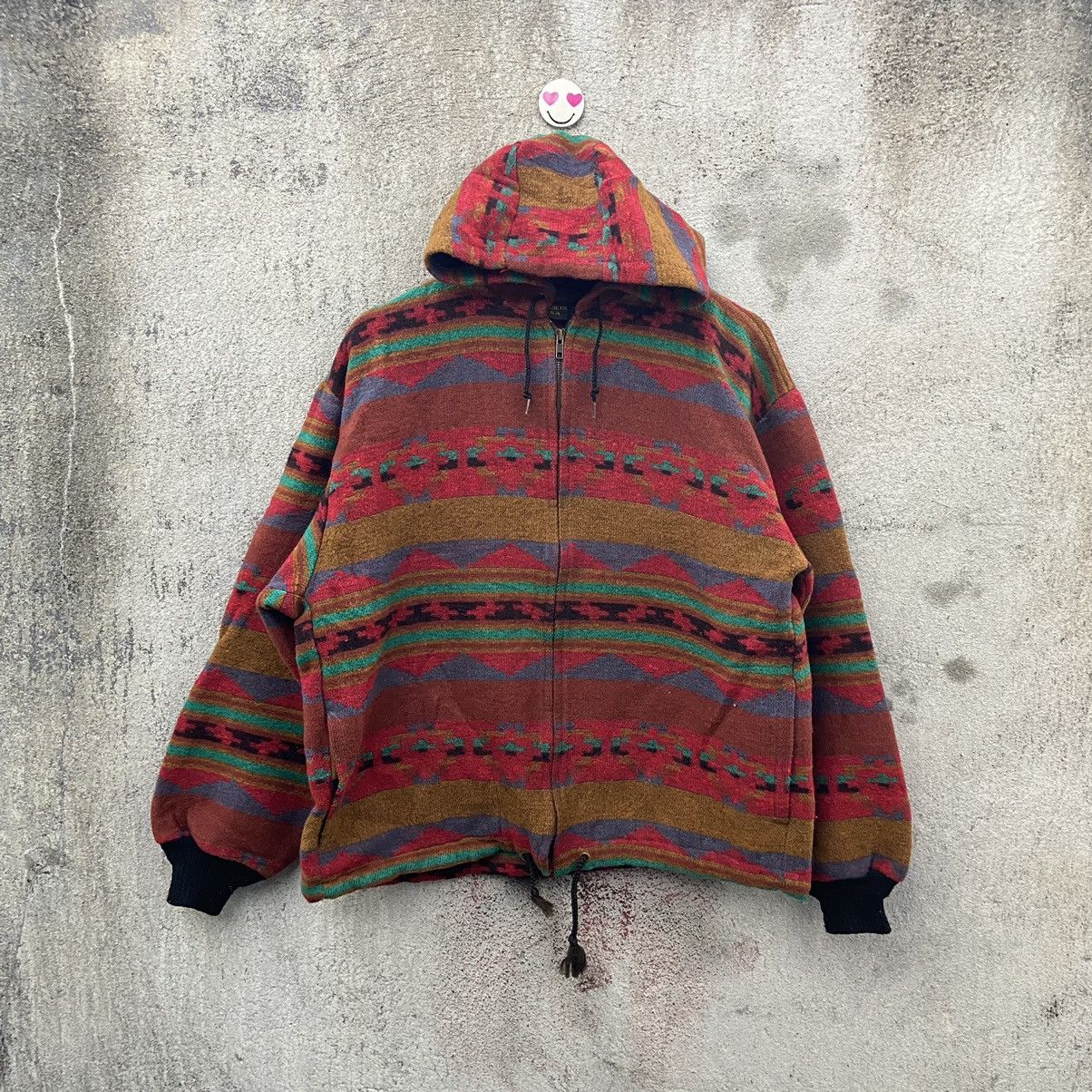 Vintage Vintage 80s navajo aztec sweater zipper wool Size US L / EU 52-54 / 3 - 1 Thumbnail