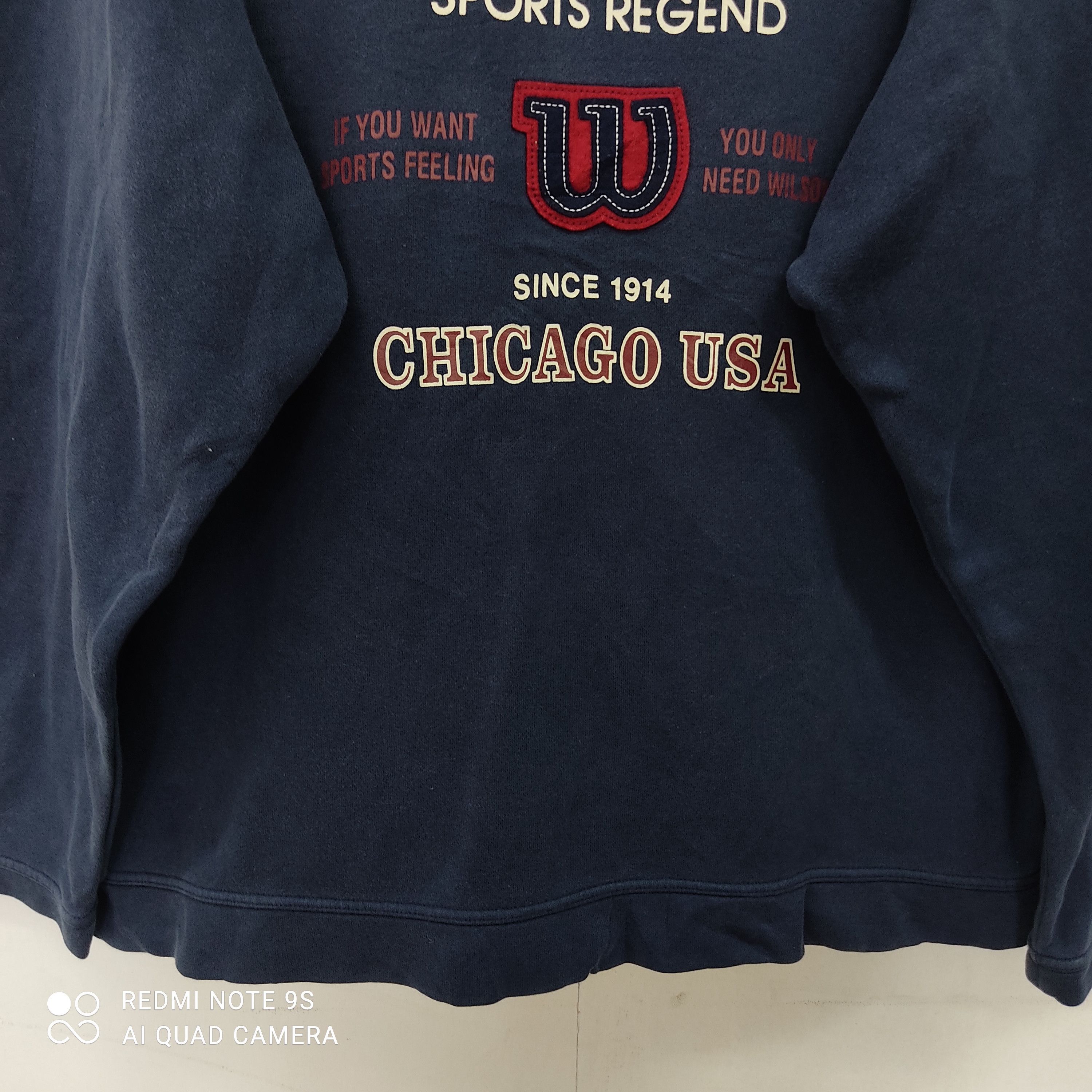 Vintage × Wilson Wilson Chicago Big Logo W Embroidery Faded Blue Sweatshirt Size US XXL / EU 58 / 5 - 3 Thumbnail