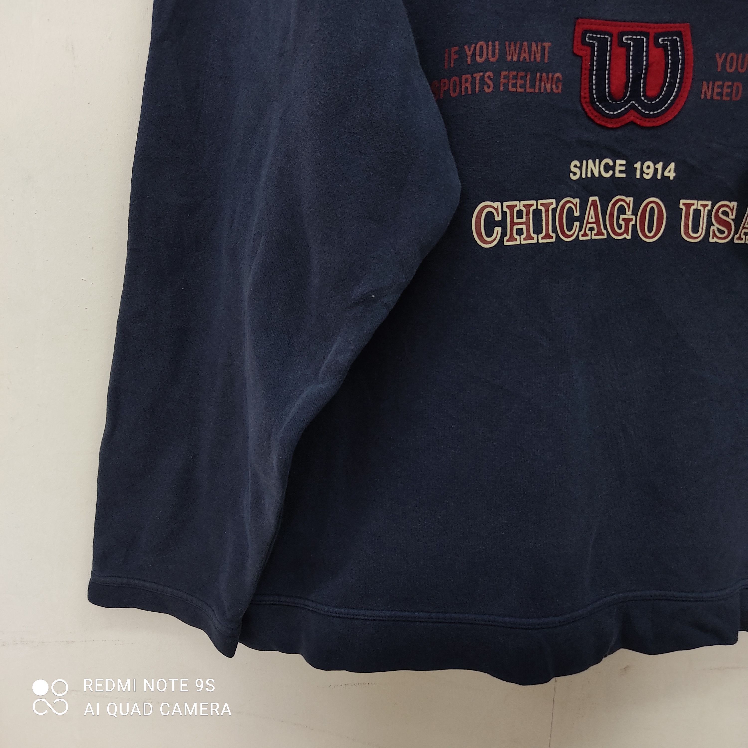 Vintage × Wilson Wilson Chicago Big Logo W Embroidery Faded Blue Sweatshirt Size US XXL / EU 58 / 5 - 7 Thumbnail