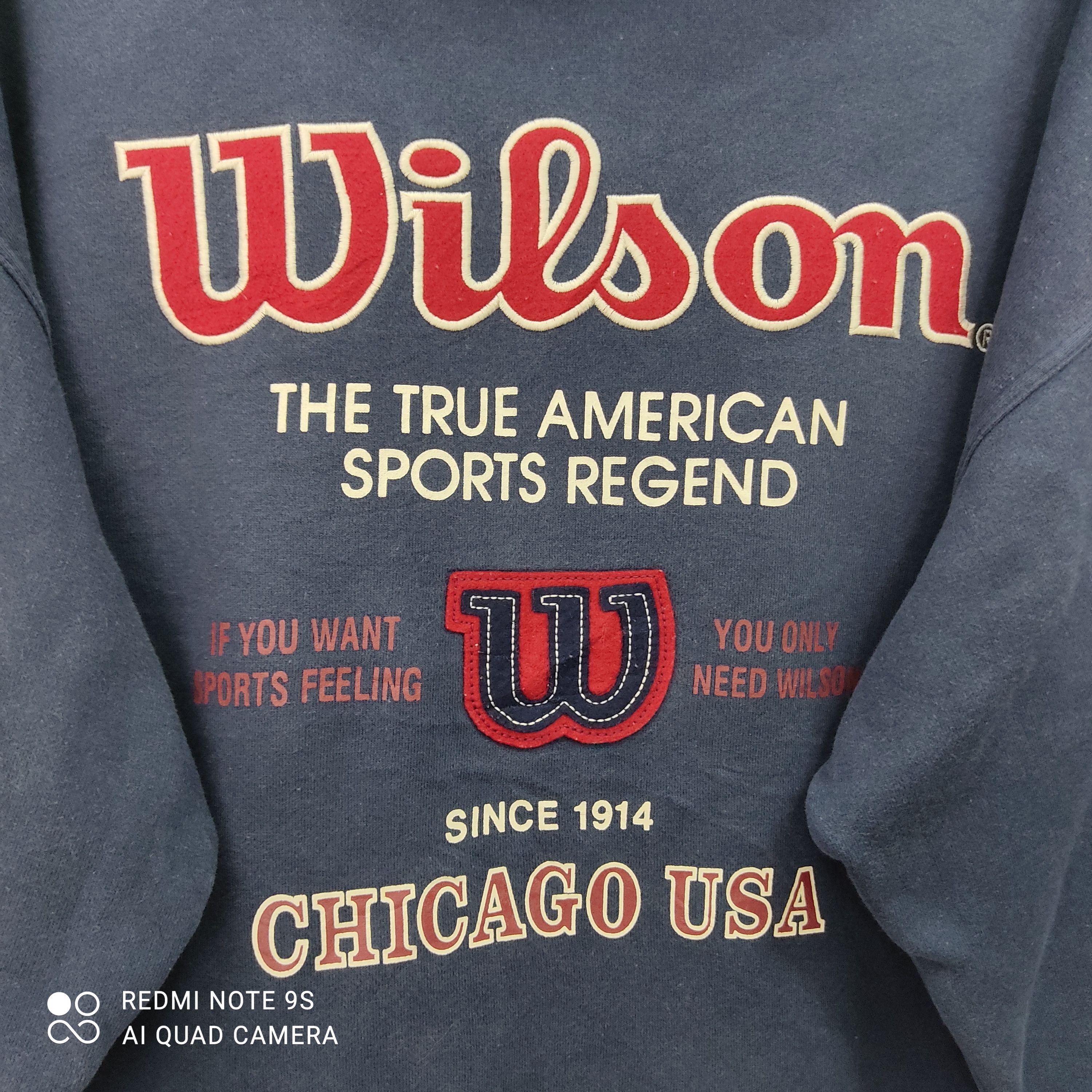 Vintage × Wilson Wilson Chicago Big Logo W Embroidery Faded Blue Sweatshirt Size US XXL / EU 58 / 5 - 4 Thumbnail