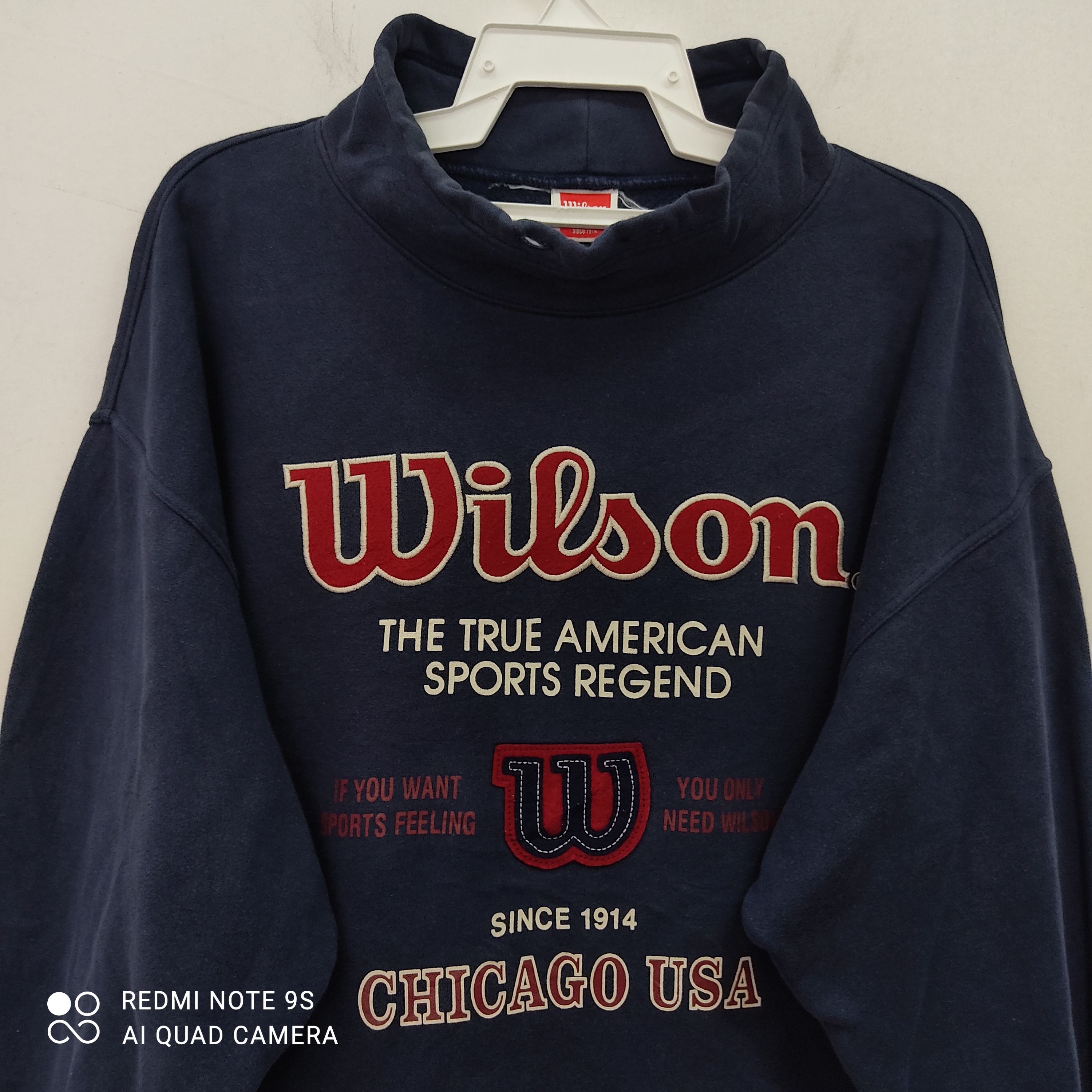 Vintage × Wilson Wilson Chicago Big Logo W Embroidery Faded Blue Sweatshirt Size US XXL / EU 58 / 5 - 2 Thumbnail