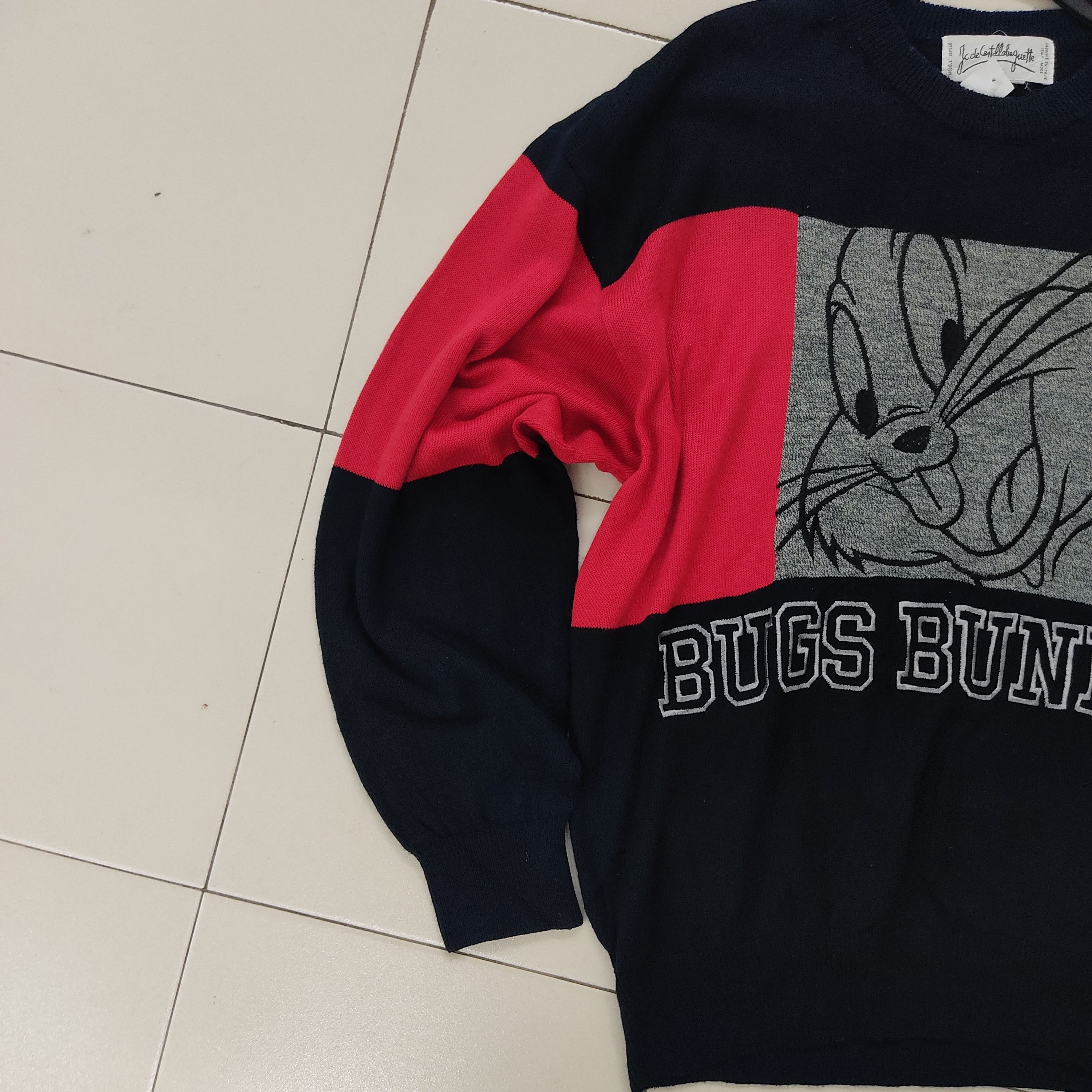 Jean Charles De Castelbajac Red Blue Bugs Bunny Embroidery Knitwear Jumper Size US XL / EU 56 / 4 - 2 Thumbnail