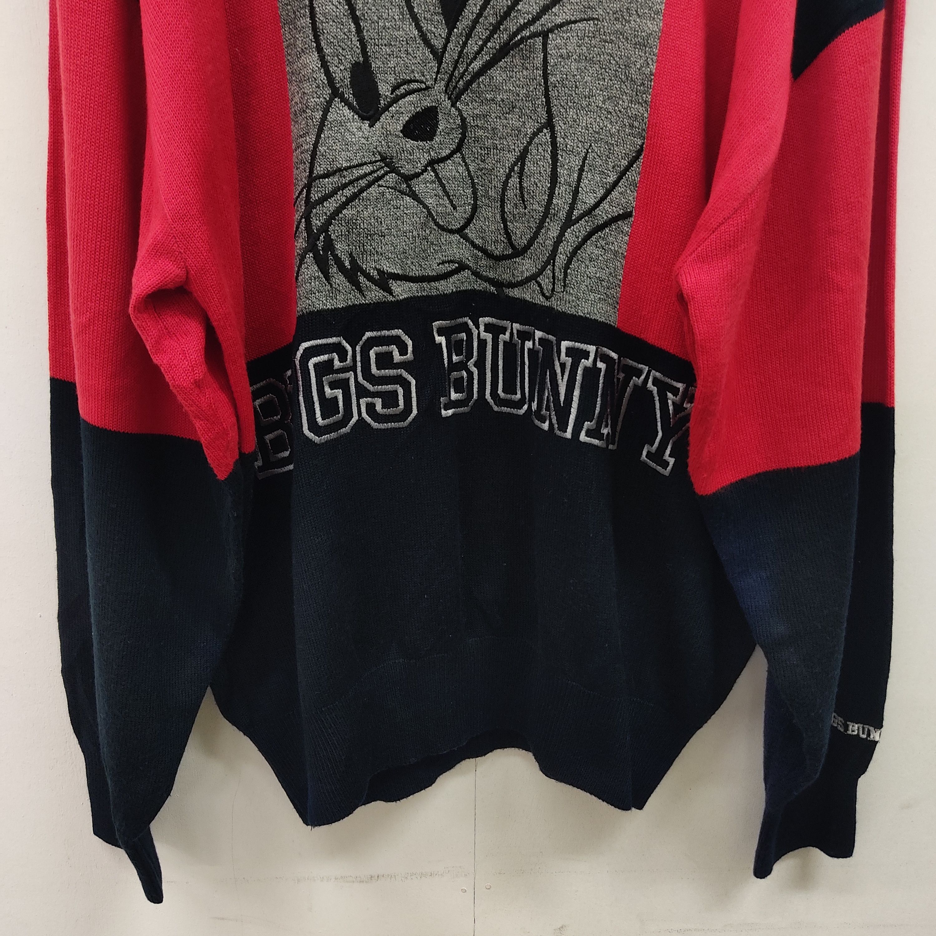 Jean Charles De Castelbajac Red Blue Bugs Bunny Embroidery Knitwear Jumper Size US XL / EU 56 / 4 - 6 Thumbnail