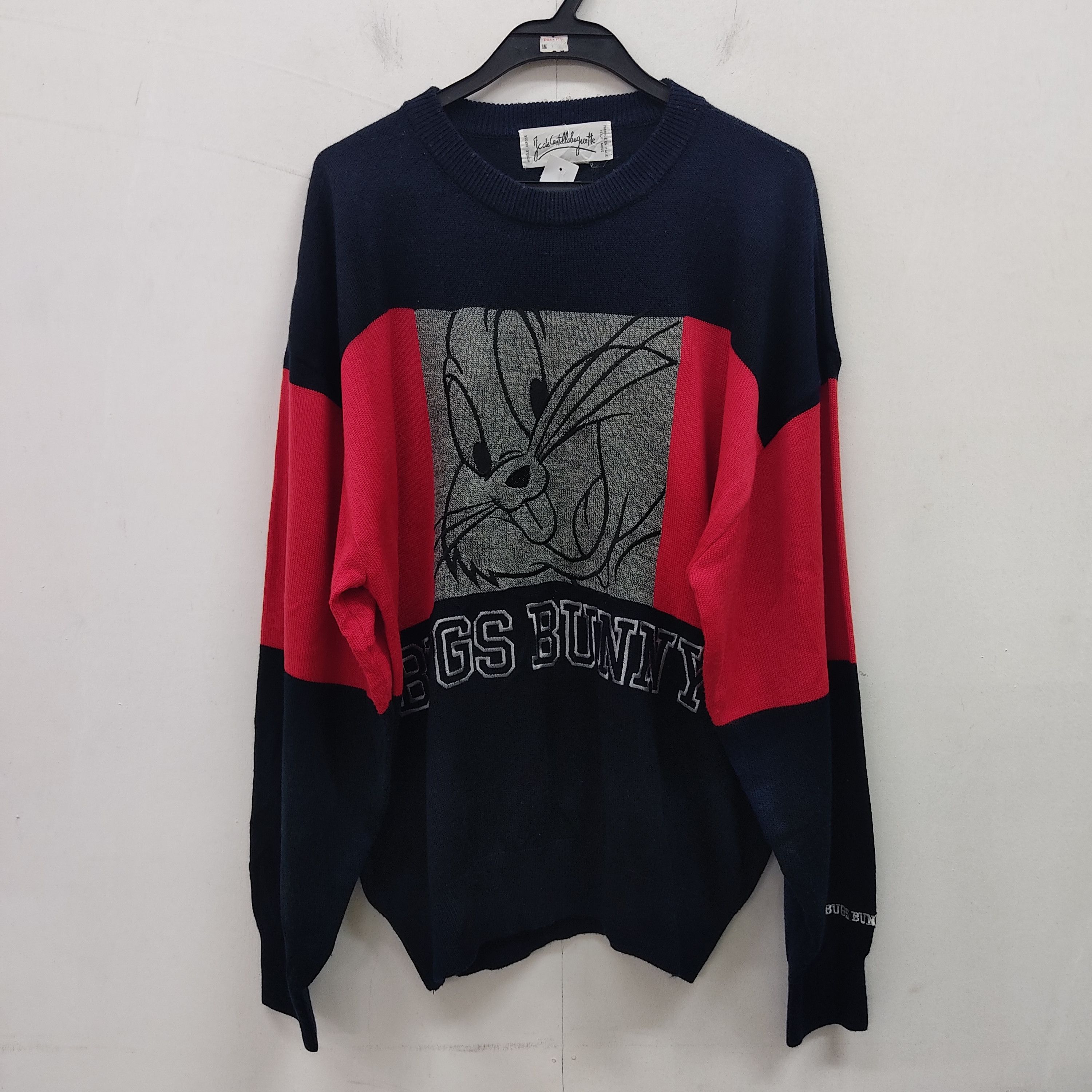 Jean Charles De Castelbajac Red Blue Bugs Bunny Embroidery Knitwear Jumper Size US XL / EU 56 / 4 - 4 Thumbnail