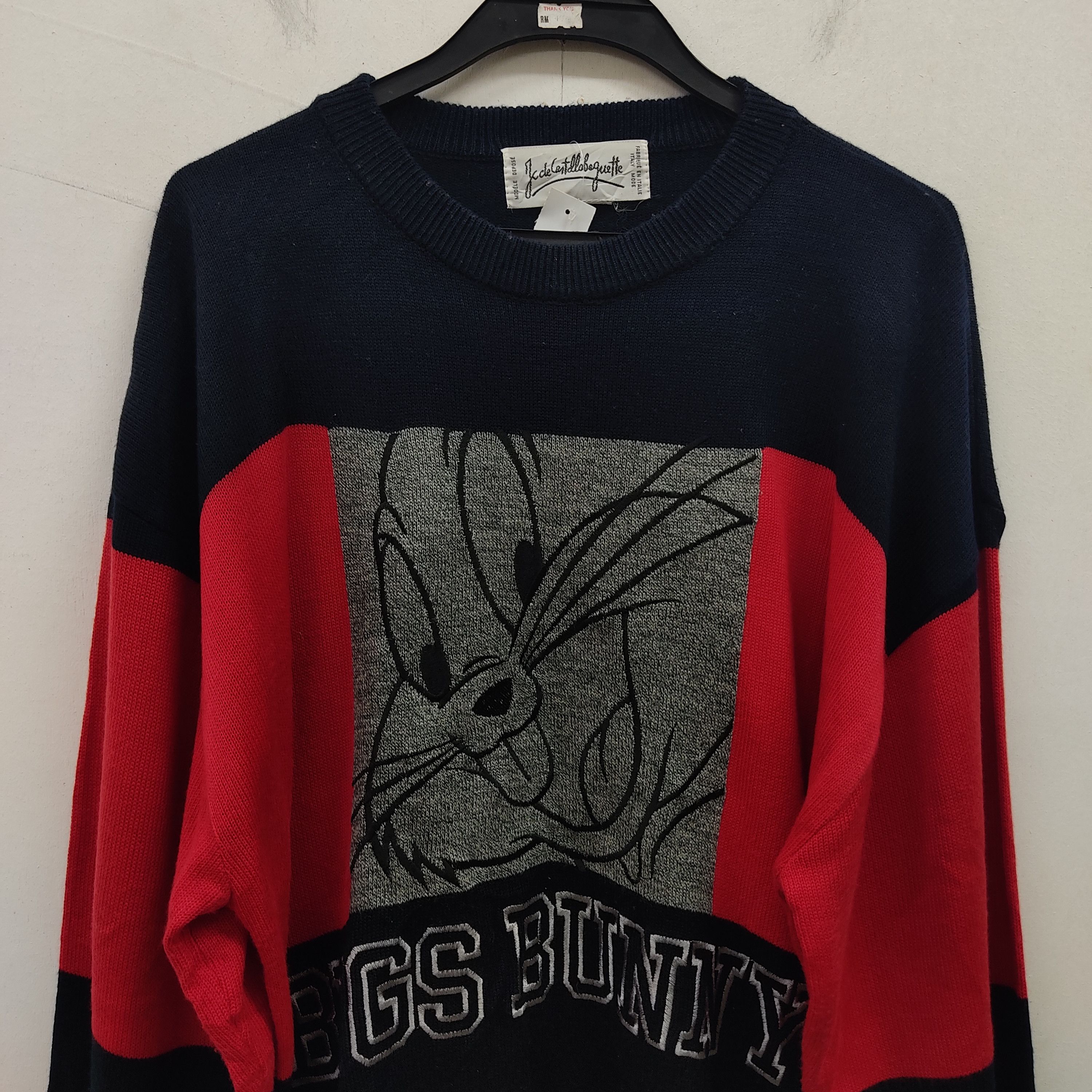 Jean Charles De Castelbajac Red Blue Bugs Bunny Embroidery Knitwear Jumper Size US XL / EU 56 / 4 - 5 Thumbnail