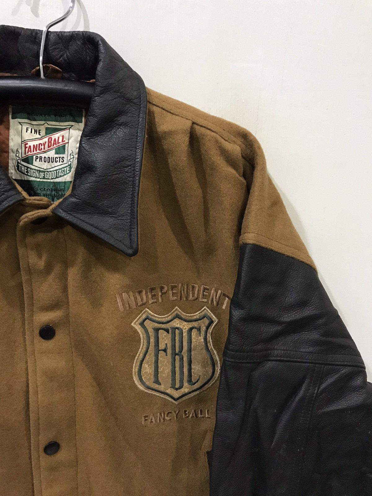 Japanese Brand Vintage FANCY BALL Leather Sleeve Varsity Jacket Size US XL / EU 56 / 4 - 4 Thumbnail