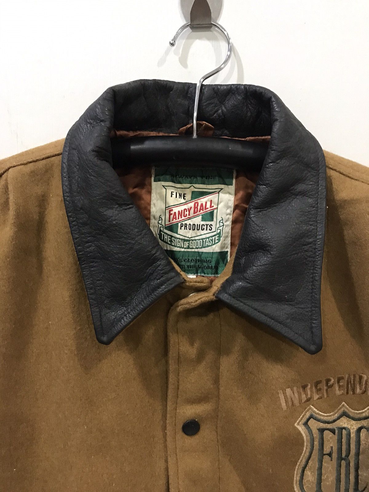 Japanese Brand Vintage FANCY BALL Leather Sleeve Varsity Jacket Size US XL / EU 56 / 4 - 3 Thumbnail