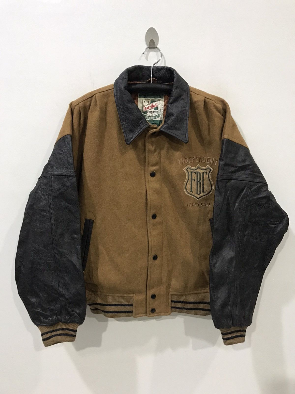 Japanese Brand Vintage FANCY BALL Leather Sleeve Varsity Jacket Size US XL / EU 56 / 4 - 2 Thumbnail